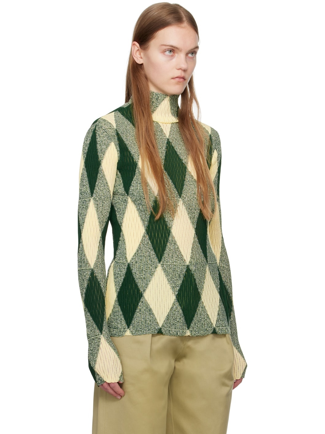 Green Argyle Turtleneck - 2