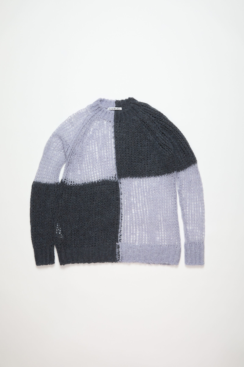Loose knit mohair jumper - Purple/grey - 1