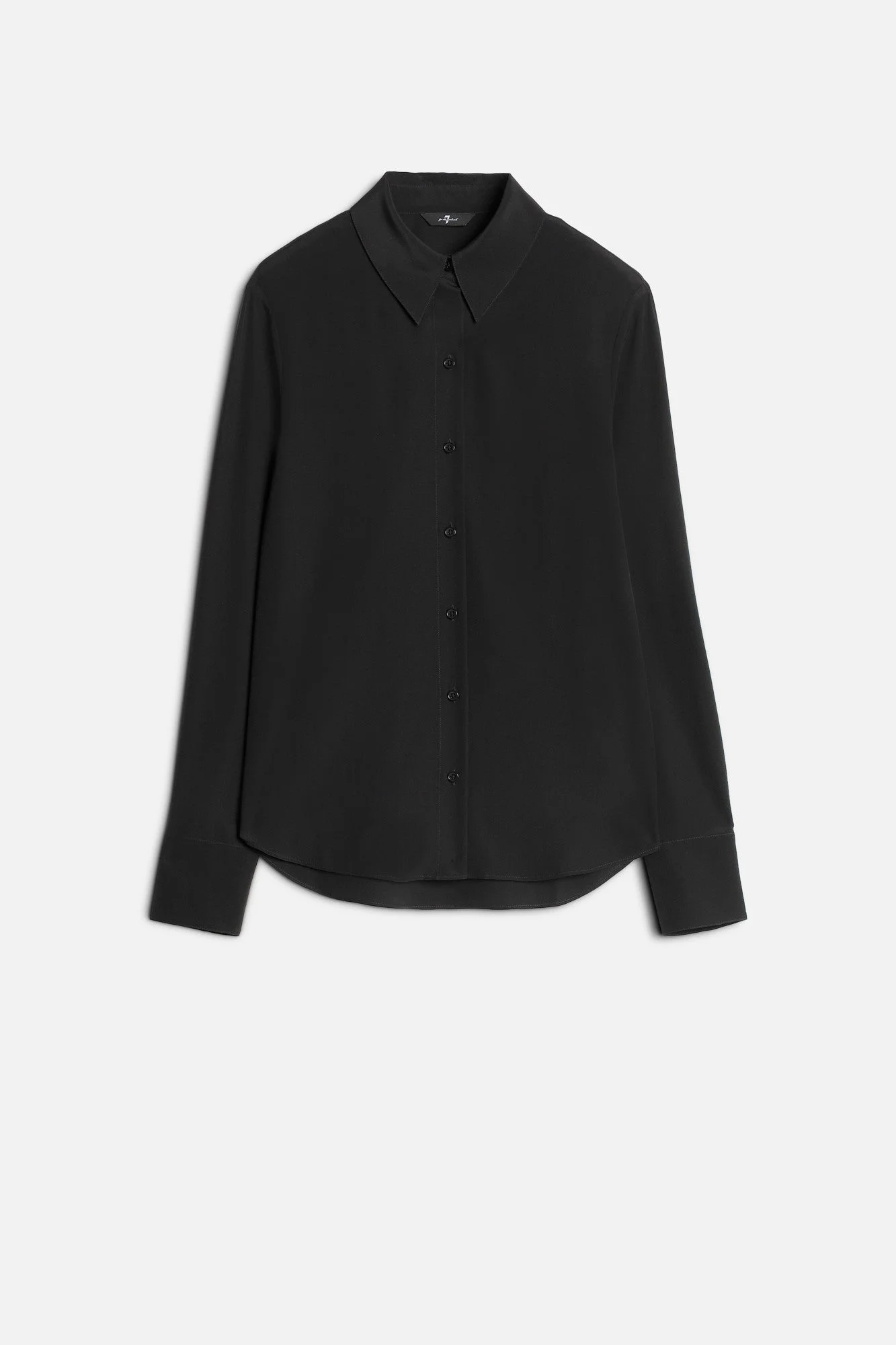 Long Sleeve Silk Blouse in Black - 1