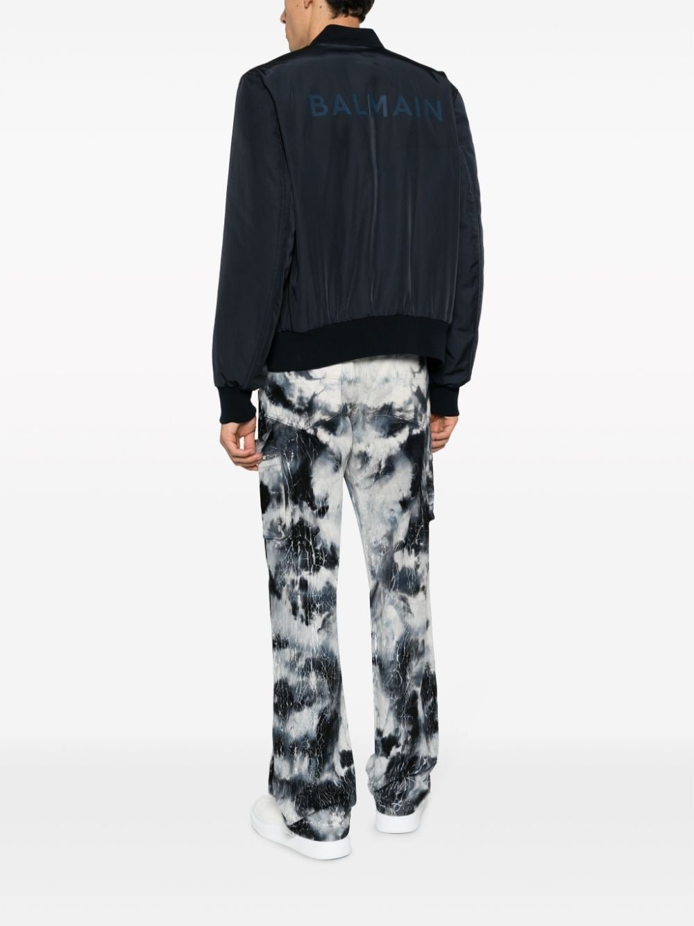 logo-applique zipped bomber jacket - 2