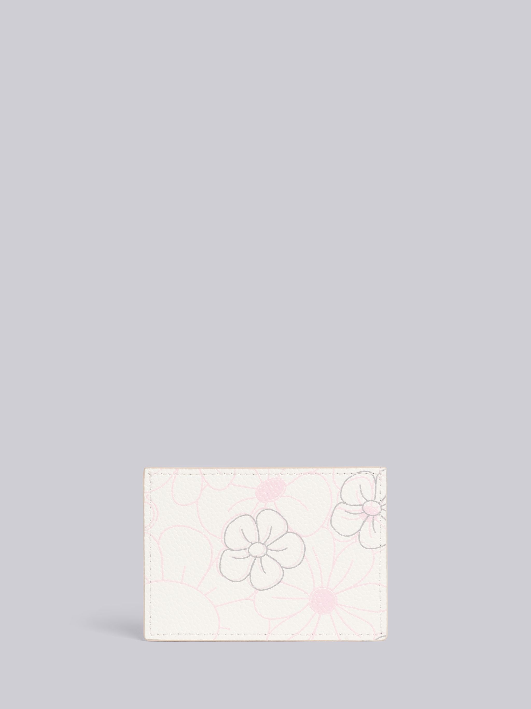 Light Pink 3d Floral Print Pebble Grain Leather Single Card Holder - 4