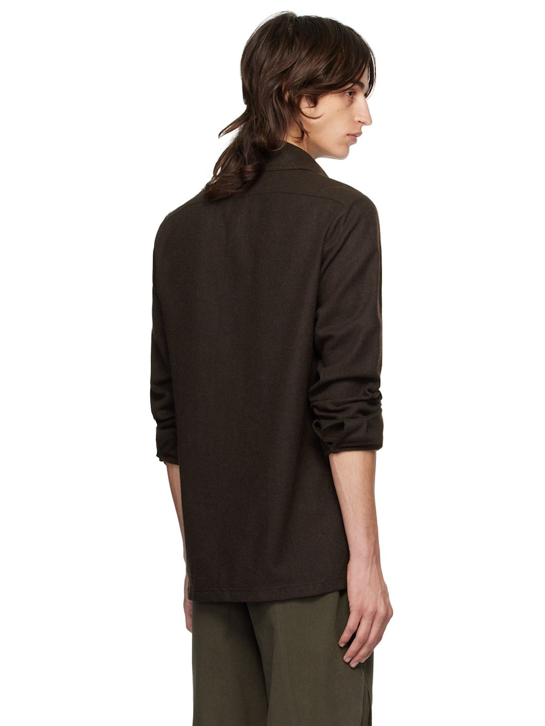 Brown Wool Pockets Shirt - 3