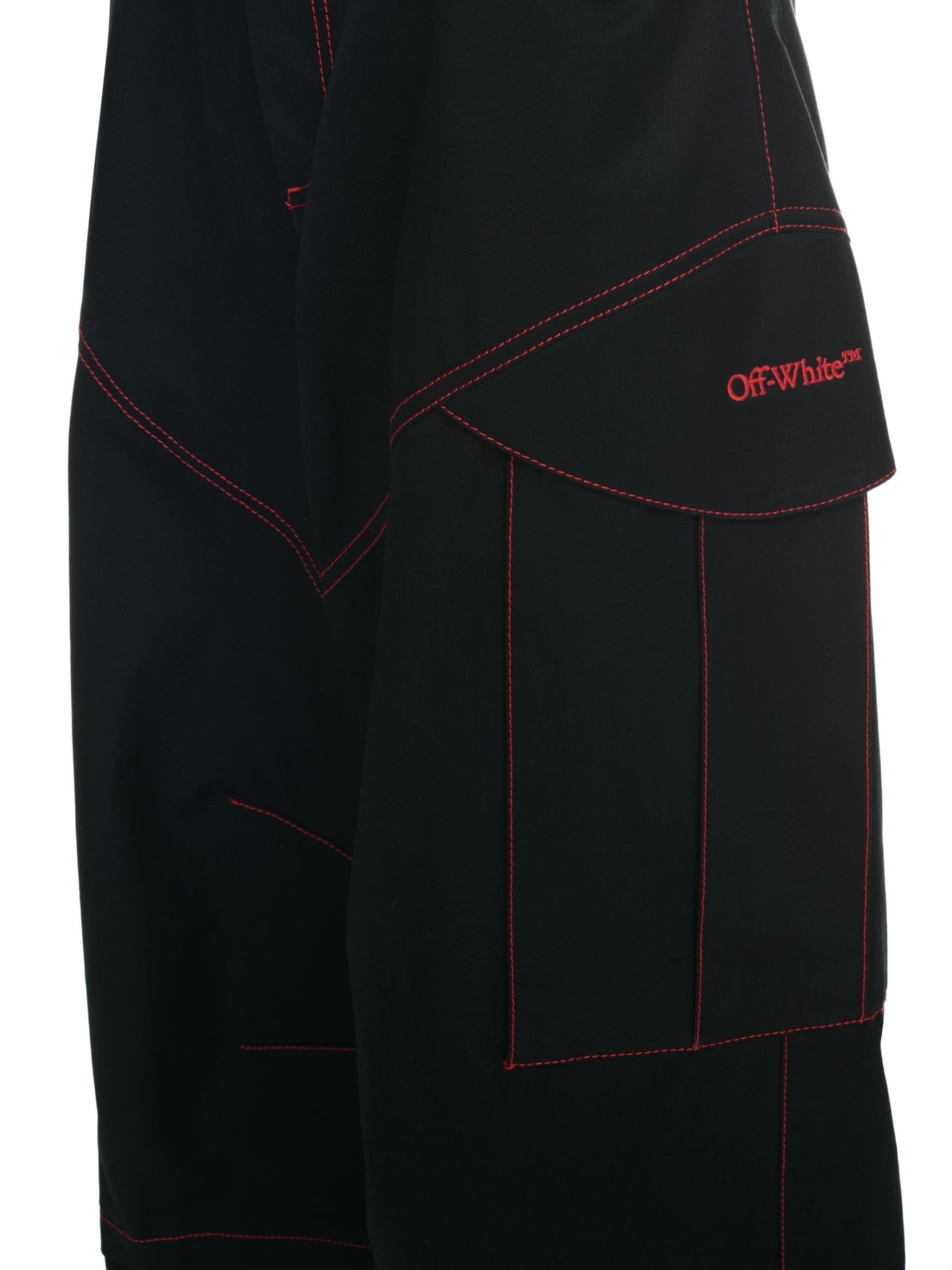 Black Cotton Arrow Cargo Pants - 5