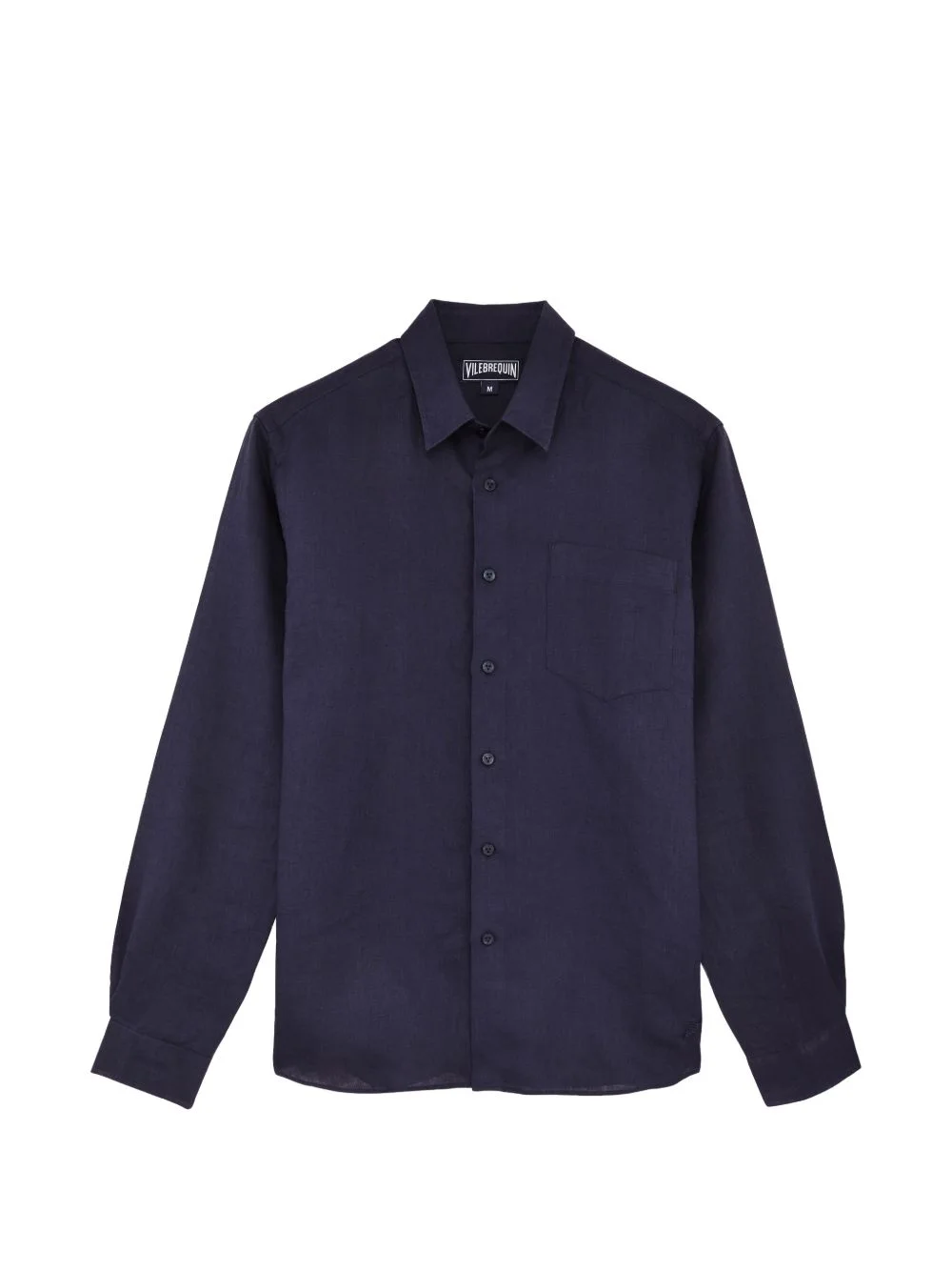 chest-pocket linen shirt - 1