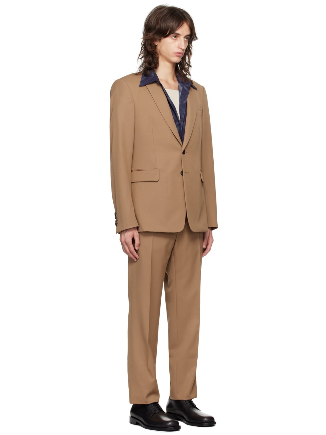 Tan Single-Breasted Wool Suit - 2