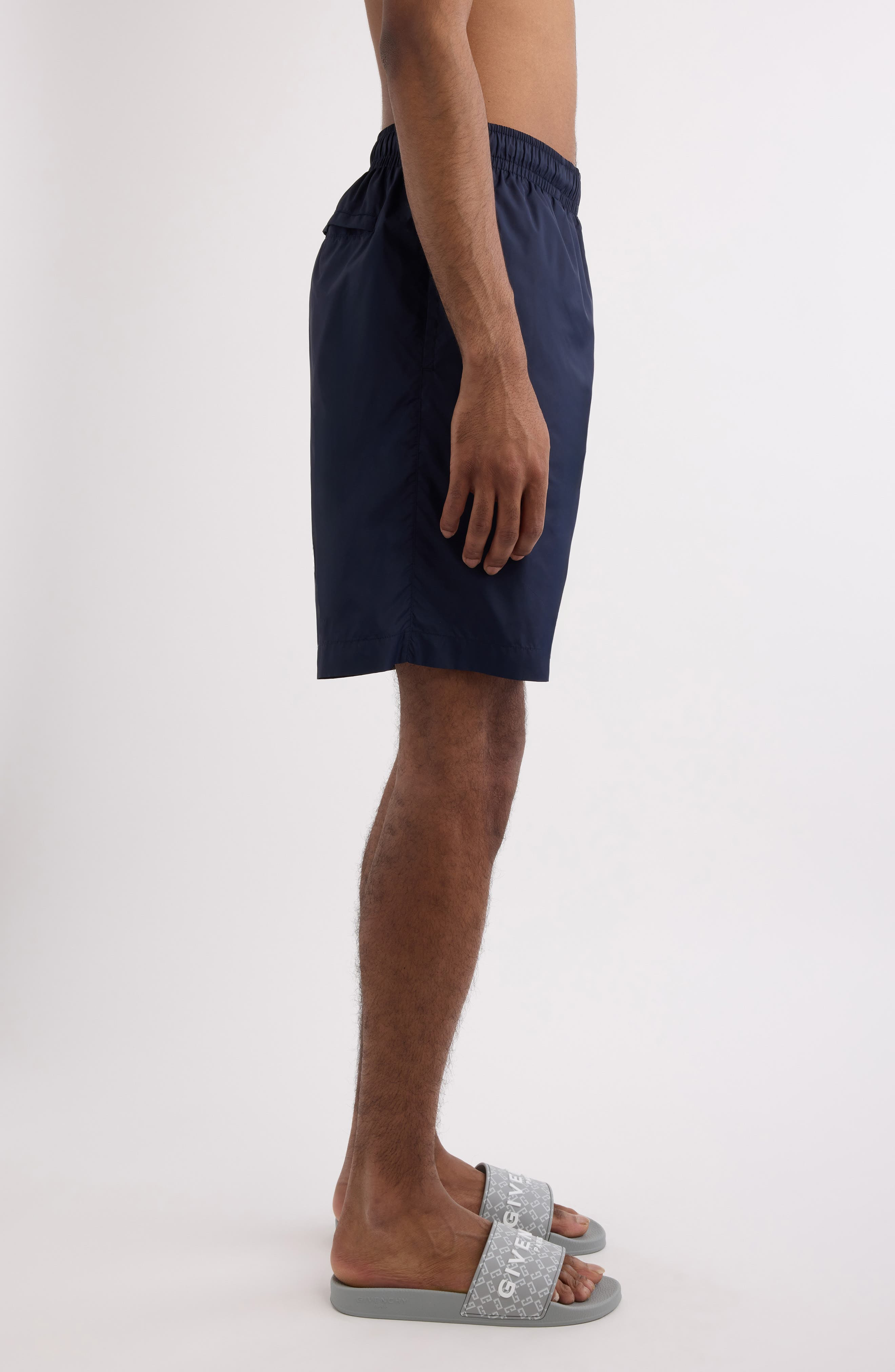 Givenchy Logo Embroidered Swim Trunks in Dark Blue at Nordstrom - 3