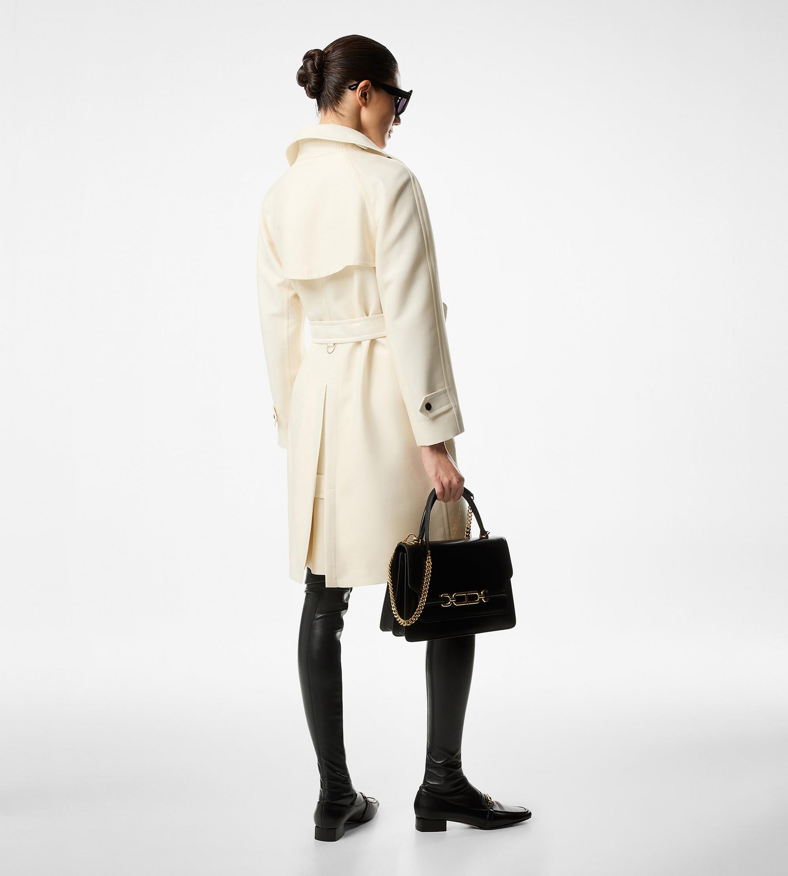 WOOL AND SILK BLEND TWILL TRENCH COAT - 4