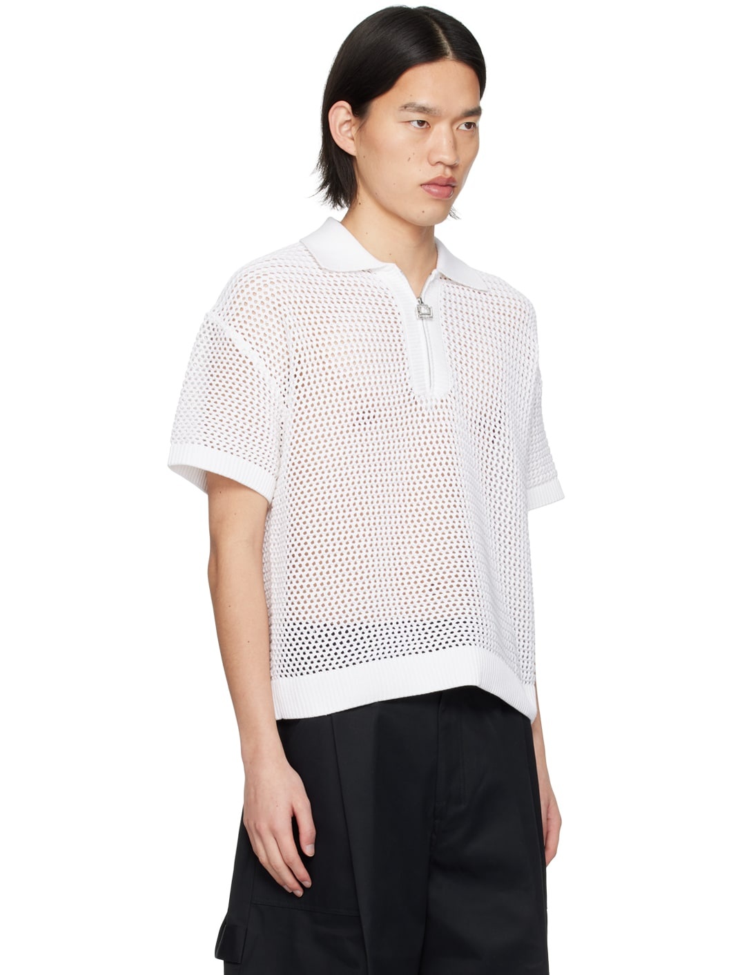 White Zip Placket Polo - 2