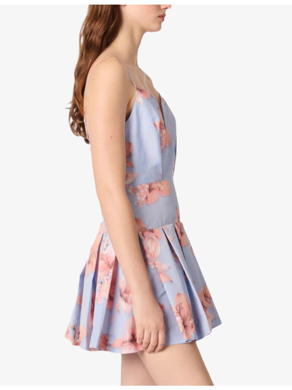 Sweetheart-Neckline Box-Pleated Woven Mini Dress - 3