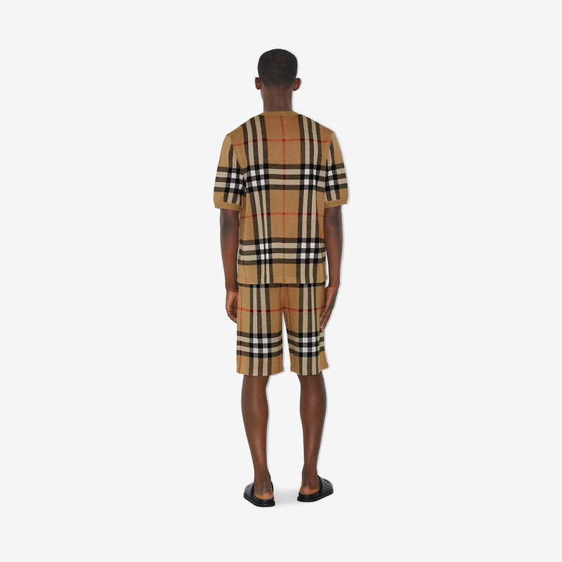 Short-sleeve Check Silk Wool Jacquard Top 4