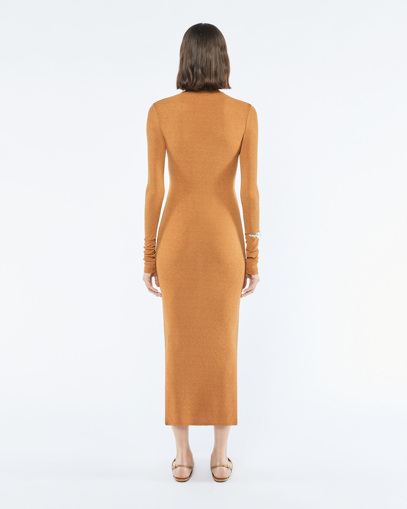 Nanushka MANJA - Mesh-jersey midi dress - Caramel outlook