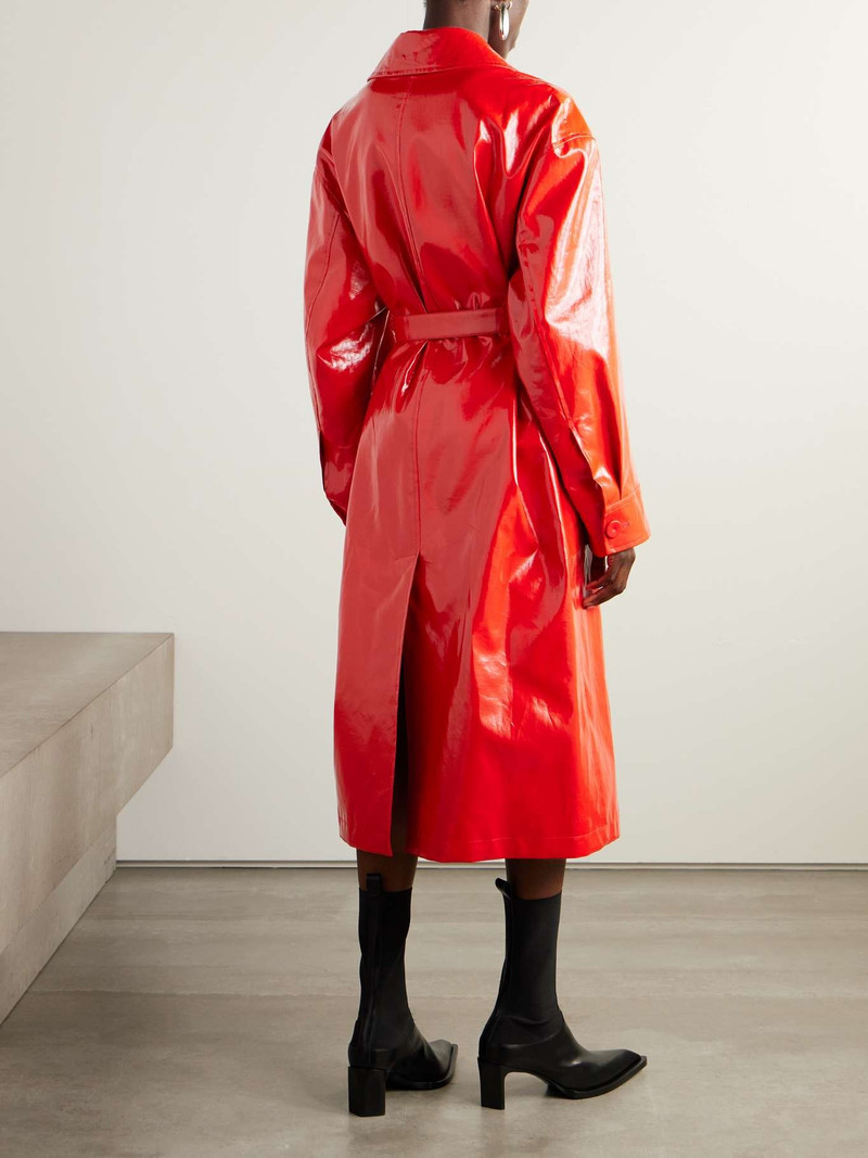 Belted coated-linen trench coat Red 3