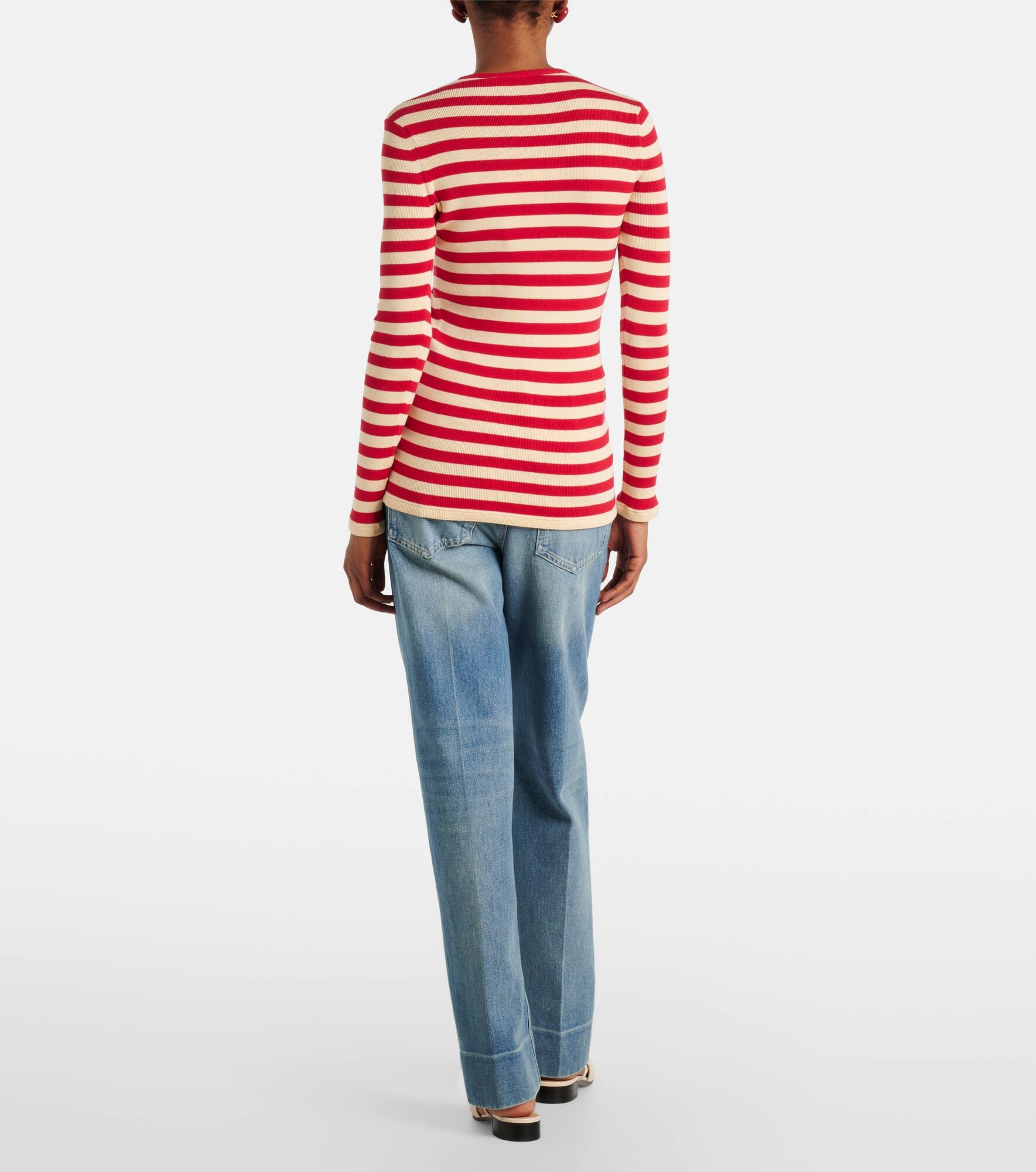 Striped ribbed-knit cotton sweater - 3