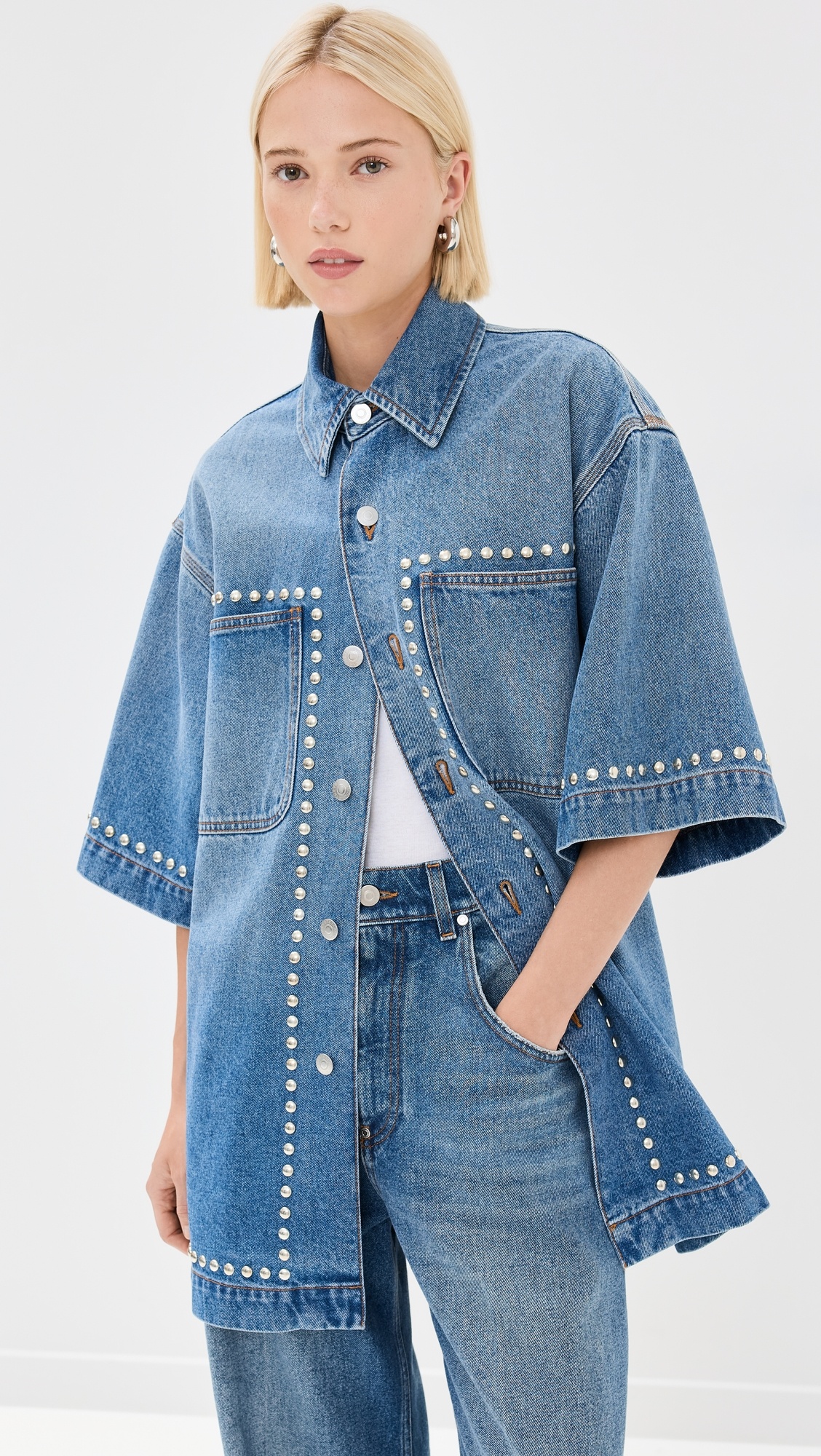 Stella McCartney Studded Blue Denim Shirt | shopbop | REVERSIBLE