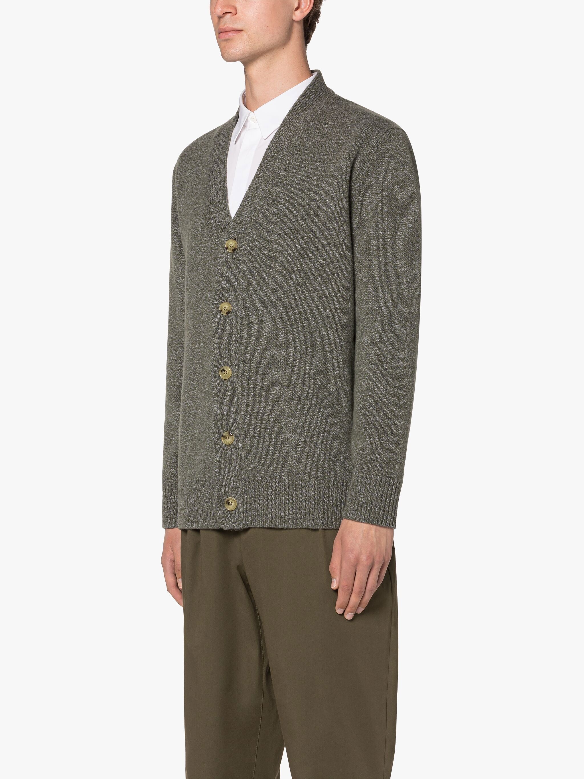 STOCKHOLM FOREST GREEN MERINO WOOL & CASHMERE CARDIGAN - 3