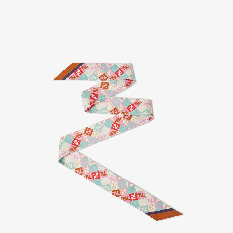 Wrappy Multicolor silk narrow scarf 1