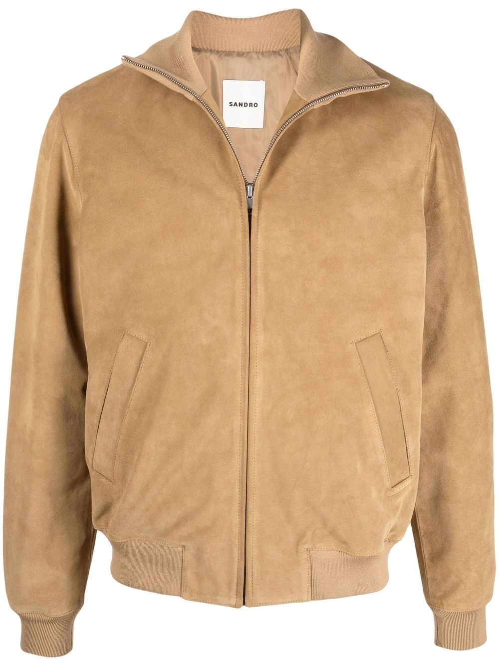 zip-up suede bomber jacket - 1