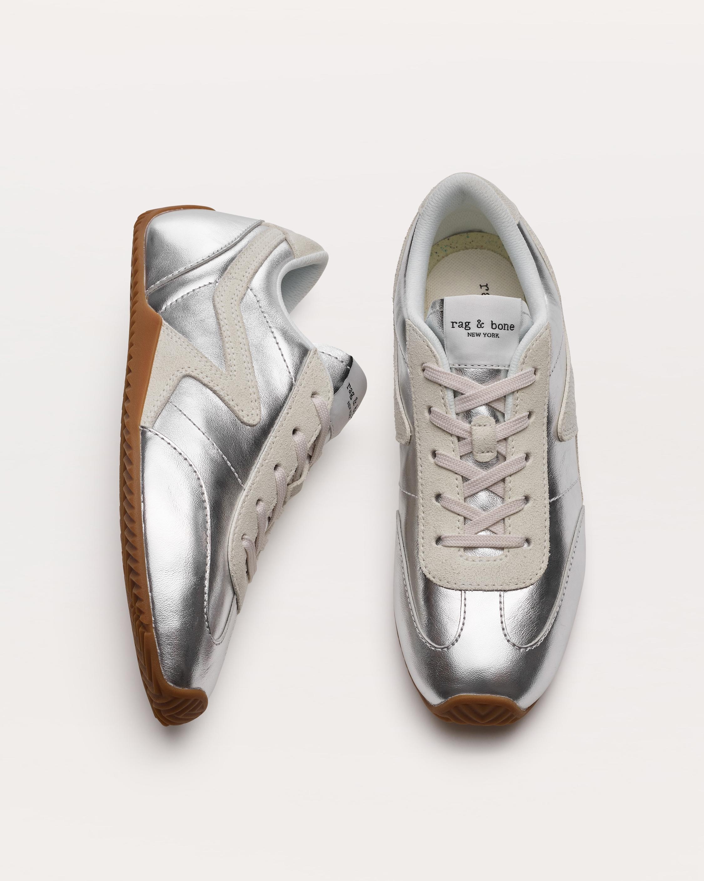 Ultra Slim Retro Runner Sneakers
Metallic Leather & Suede - 5