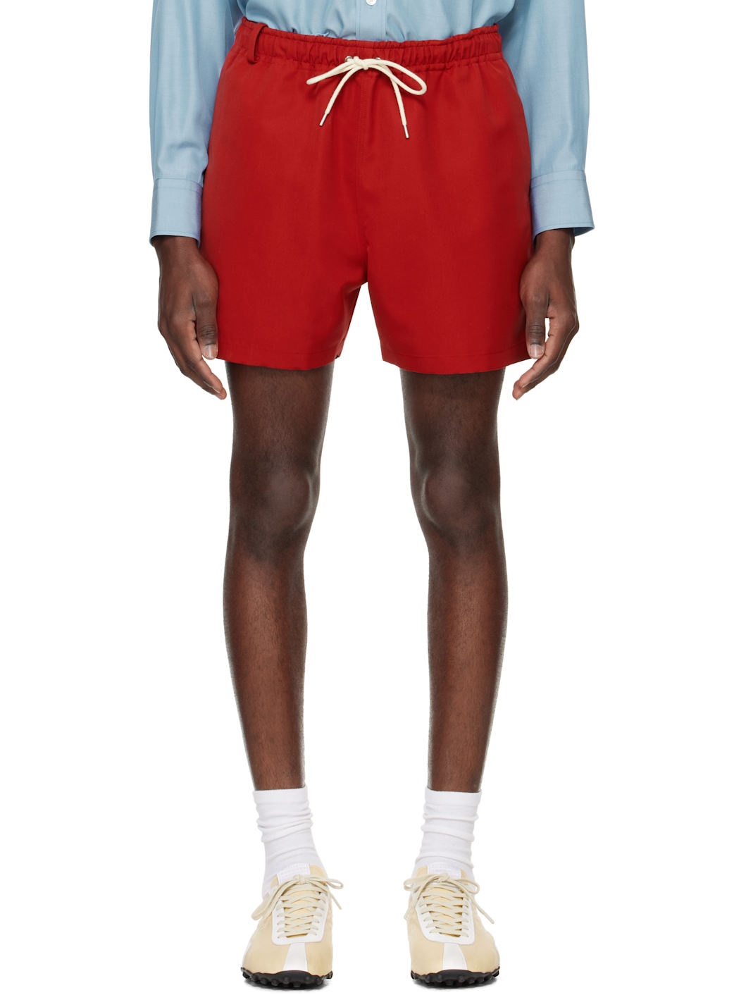 Red Wool Max Canvas Shorts - 1