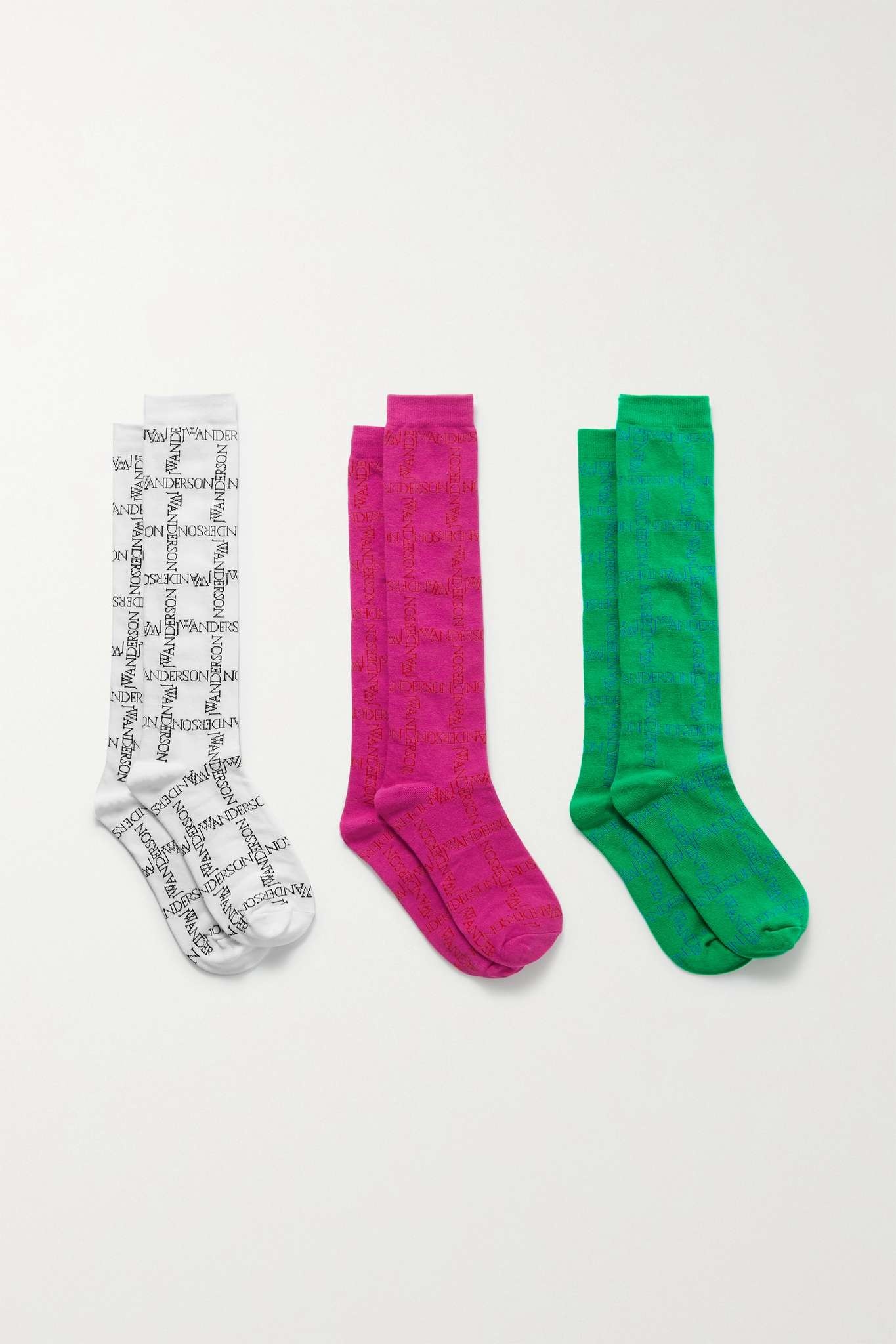 Set of three cotton-blend jacquard socks - 1