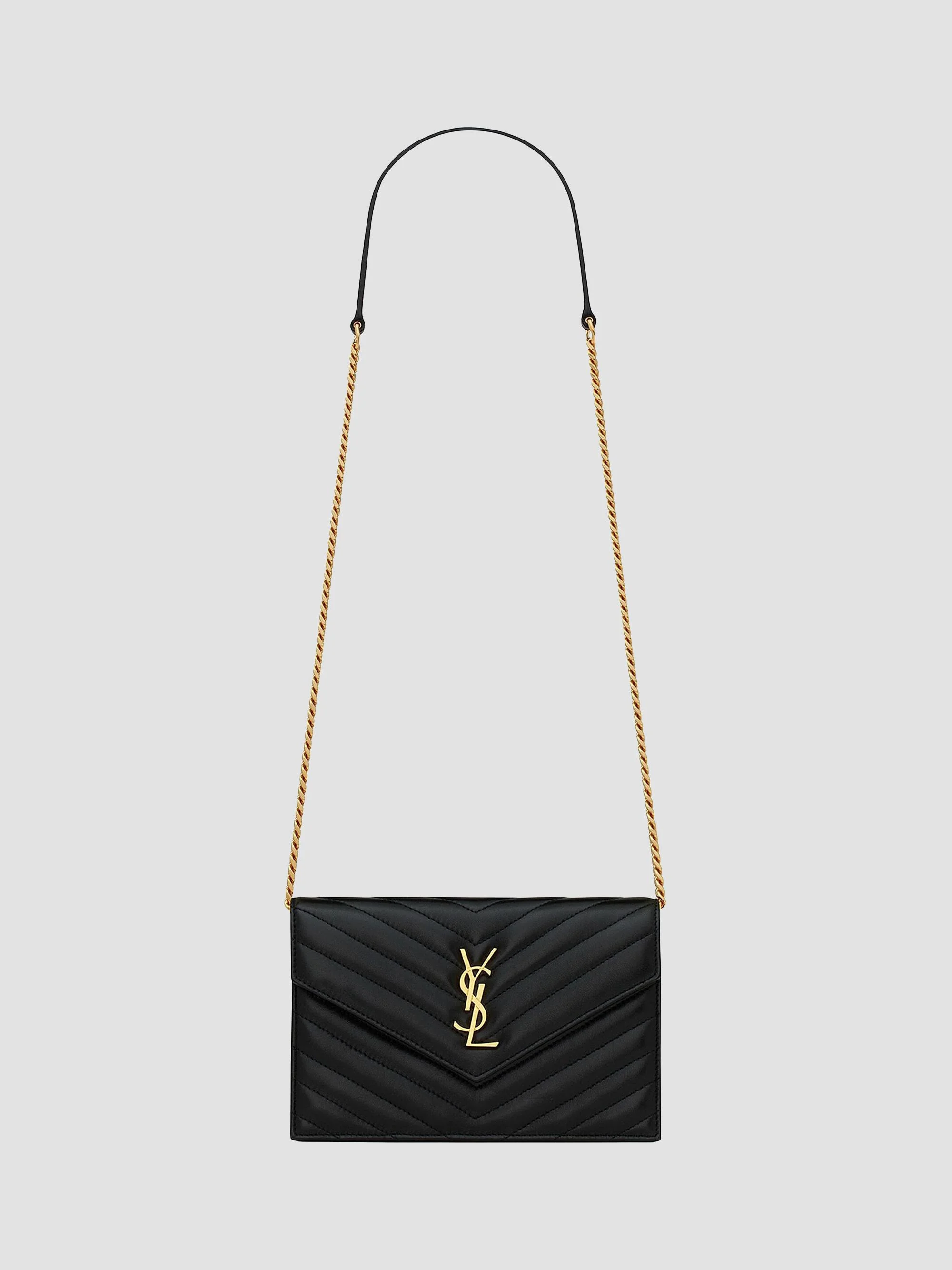 Women's Cassandre Envelope Chain Wallet in Lambskin - Black - 1