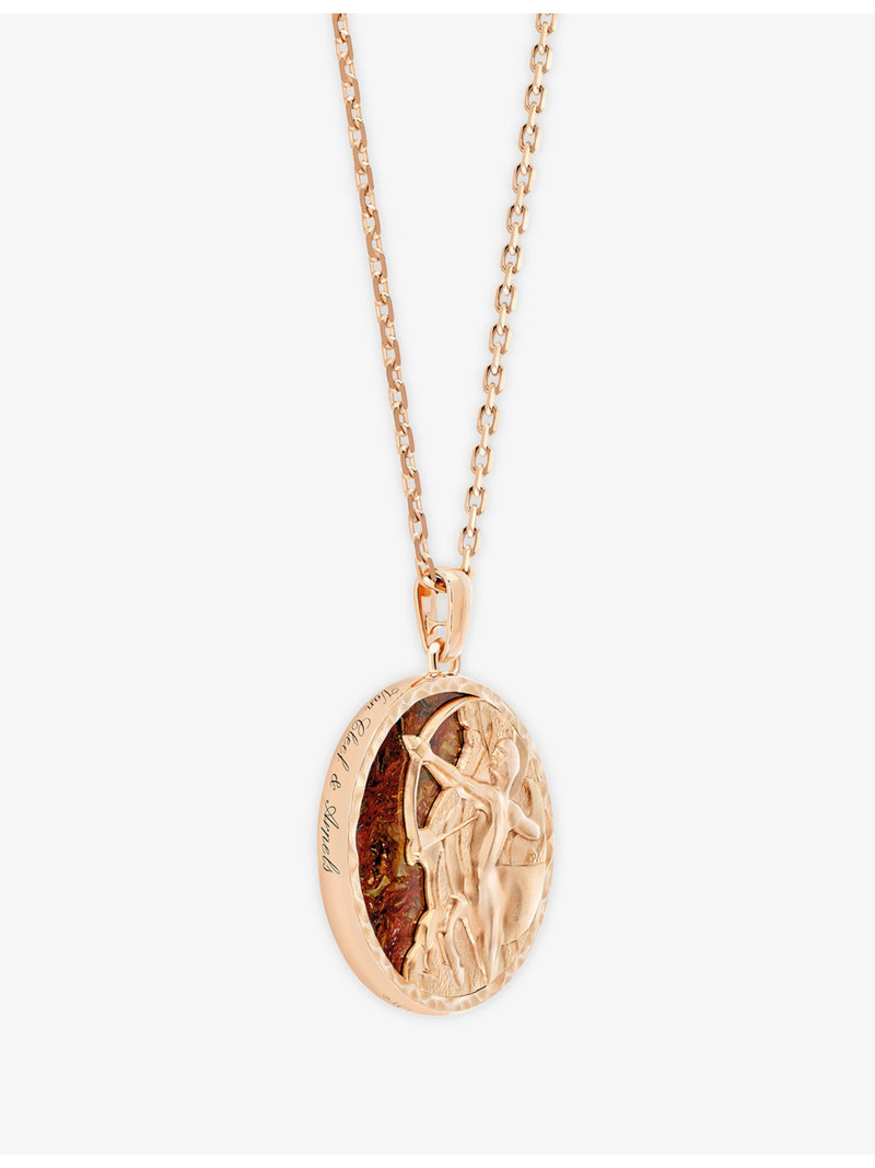 Zodiaque Sagittarius 18ct Rose-Gold And Red Pietersite Pendant Necklace 4