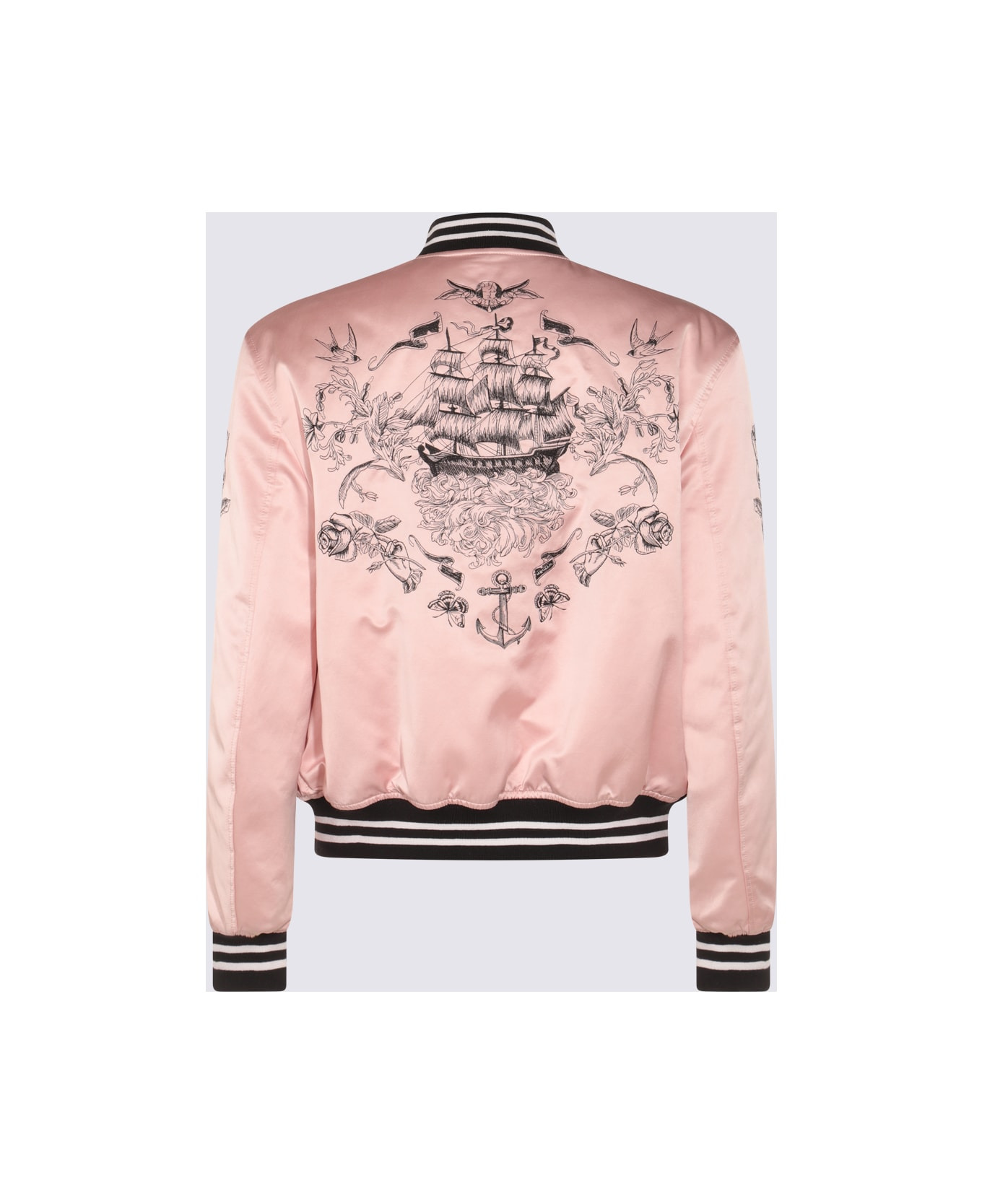 Pink And Black Cotton Casual Jacket - 2