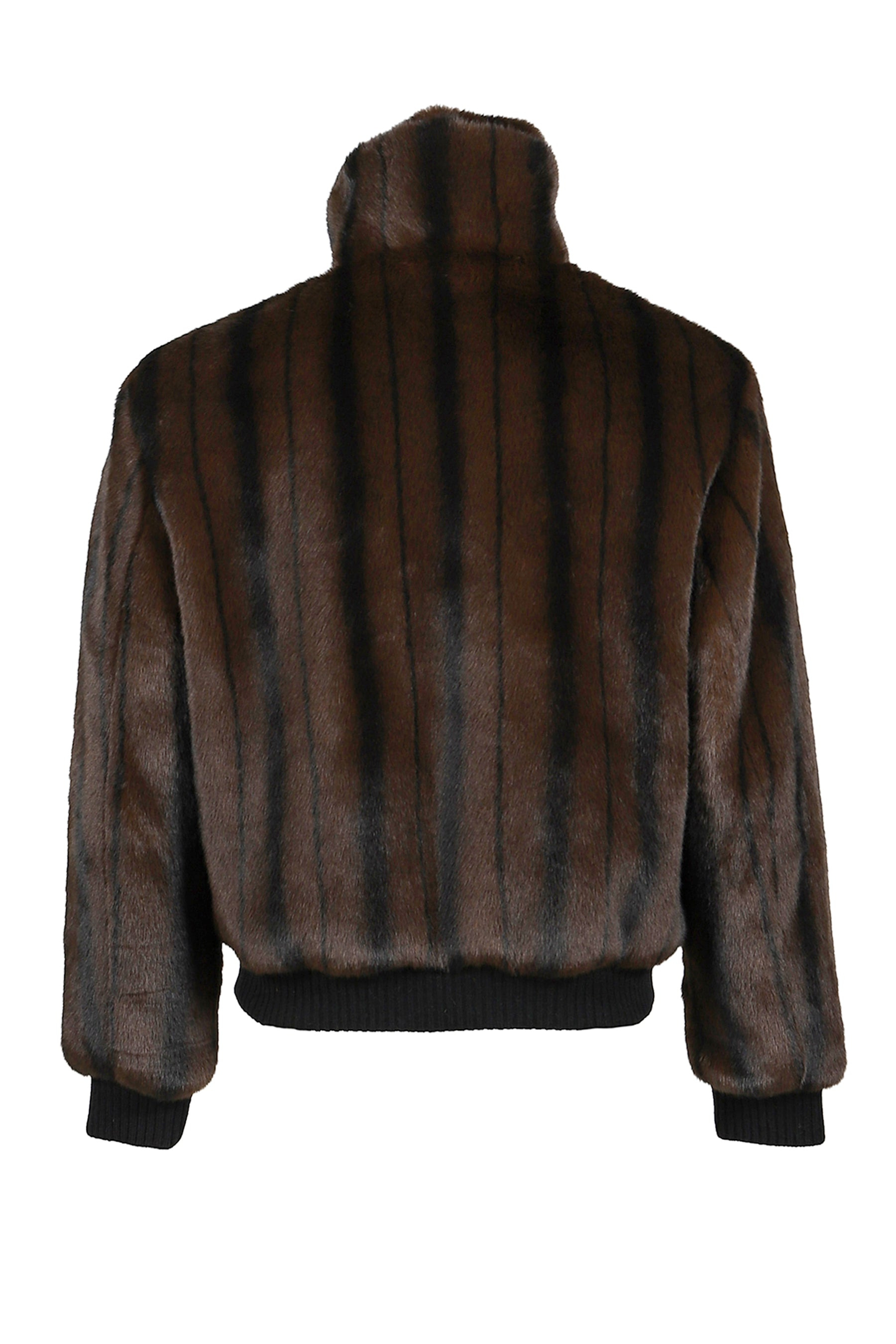 FAUX-MINK HARRINGTON JACKET / BLK BRW - 6