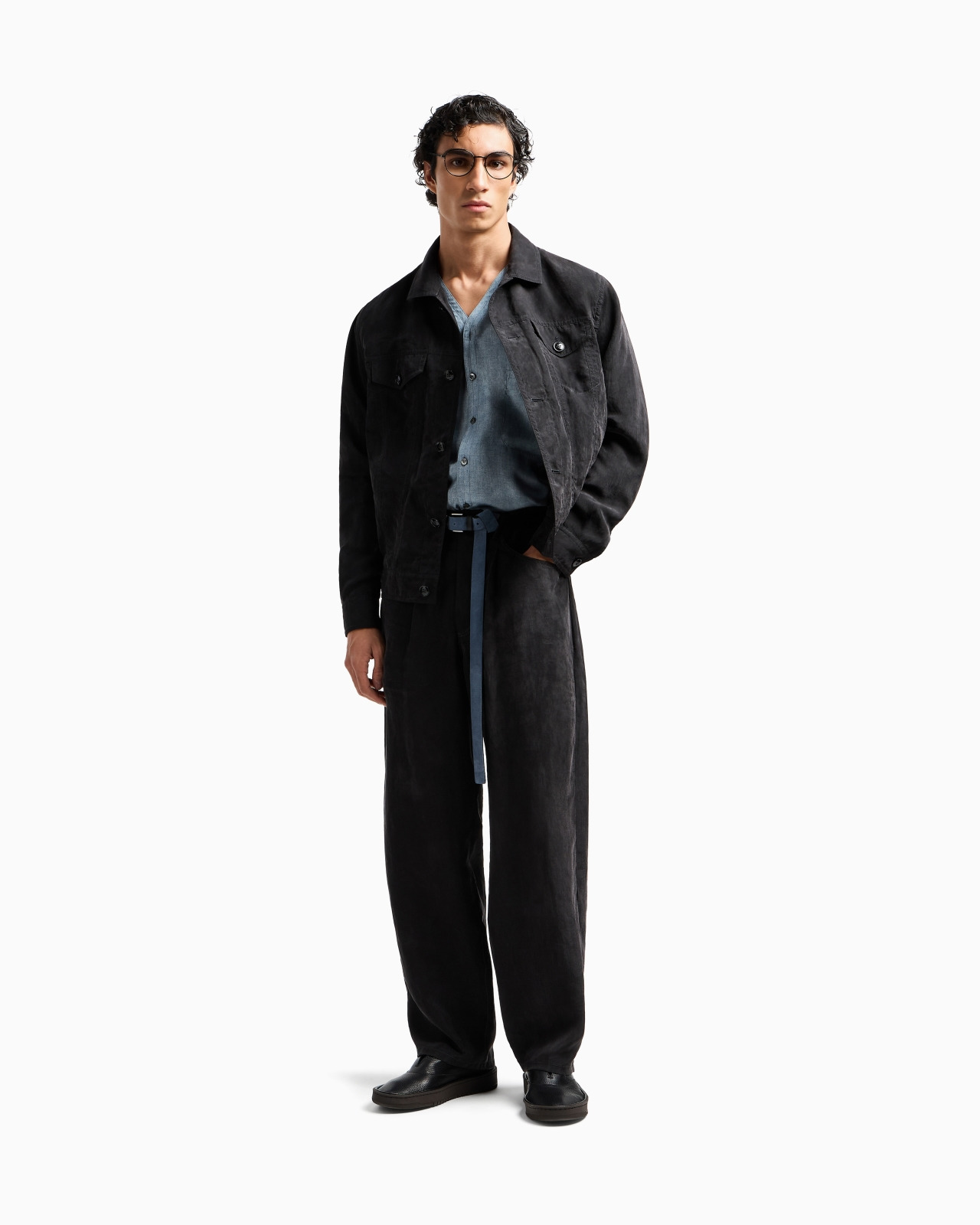 SINGLE-PLEAT TROUSERS IN FADED LYOCELL CANVAS - 2
