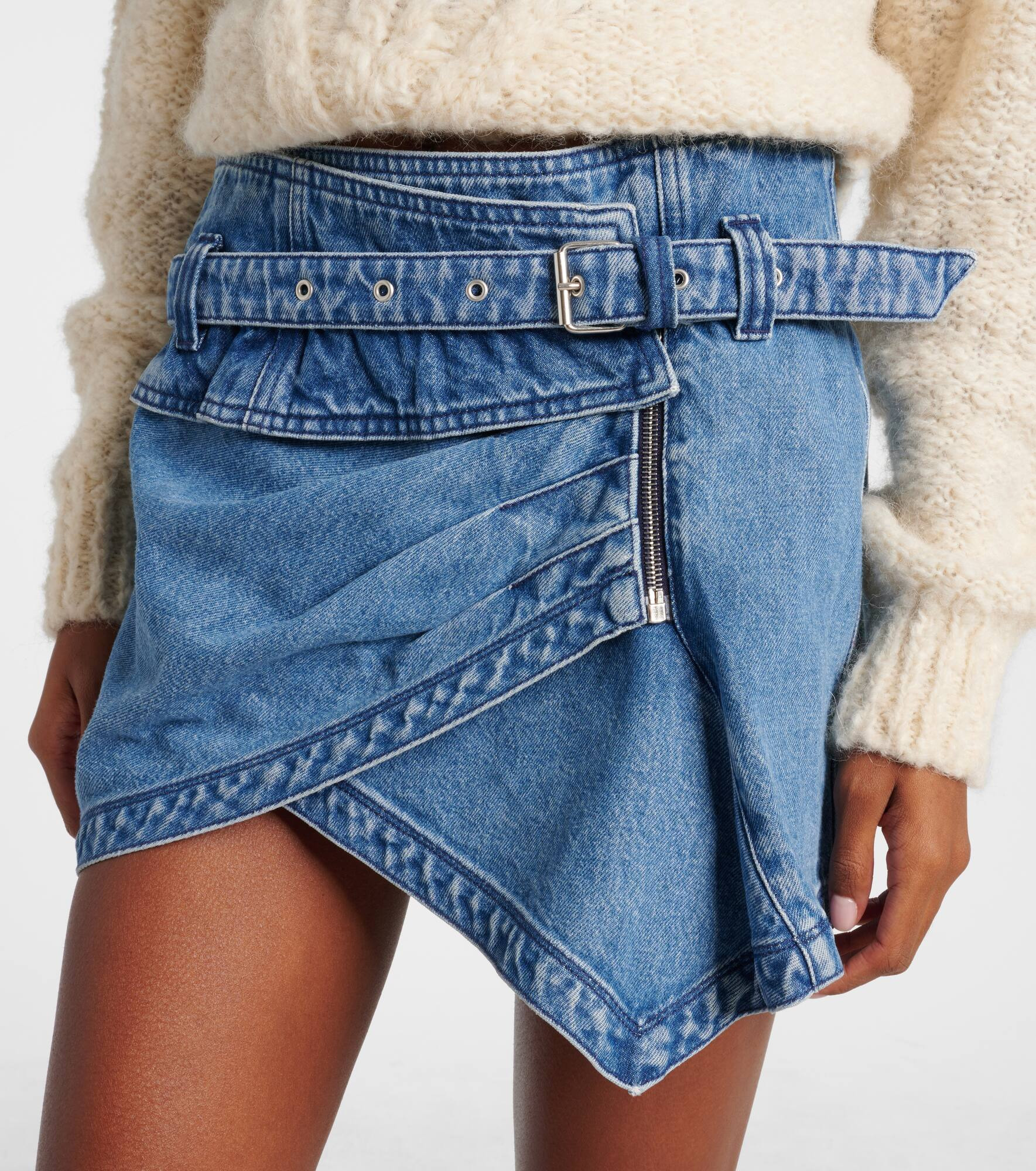 Siyen wrap cotton denim miniskirt - 4