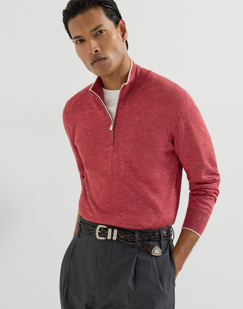 Cashmere, silk and hemp lightweight sweater with half zip 5