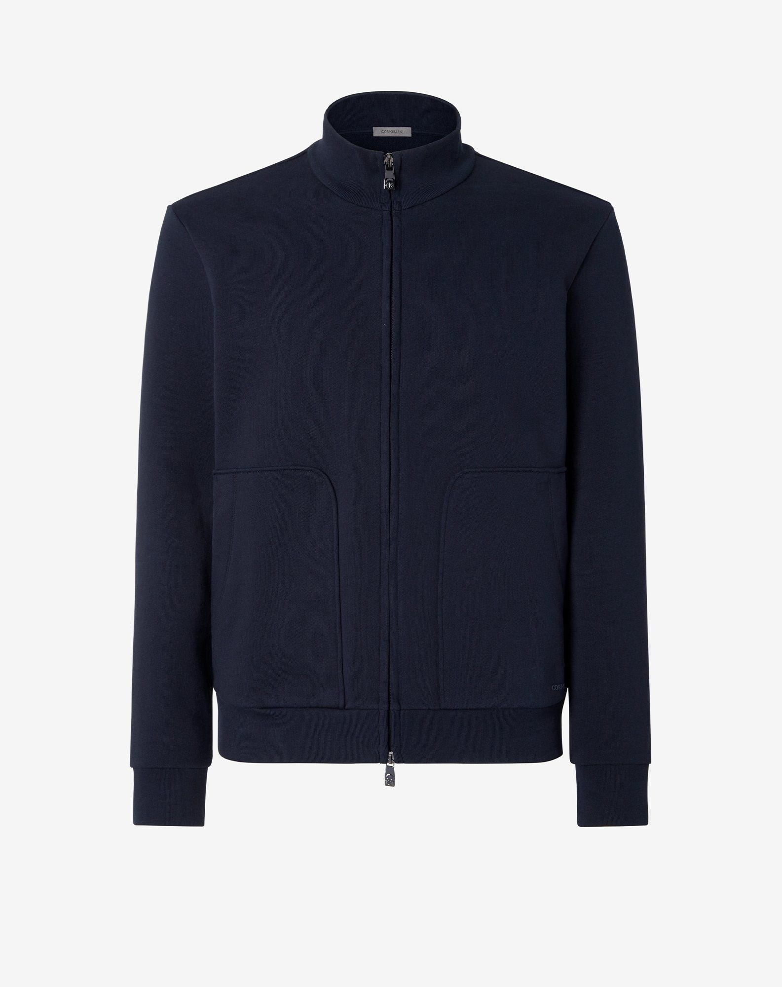 Navy blue cotton full-zip sweatshirt - 1