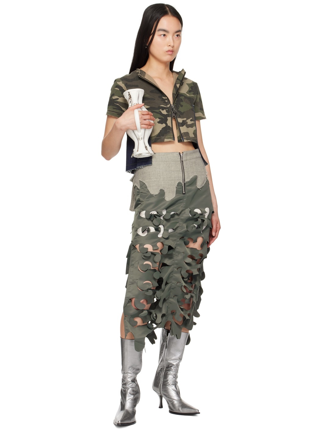 Khaki & Indigo Camouflage Denim T-Shirt - 4