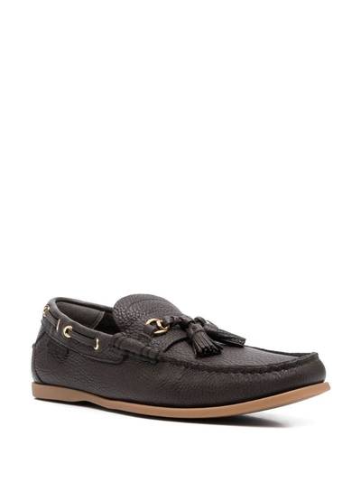 TOM FORD pebbled tassel almond-toe boat shoes outlook