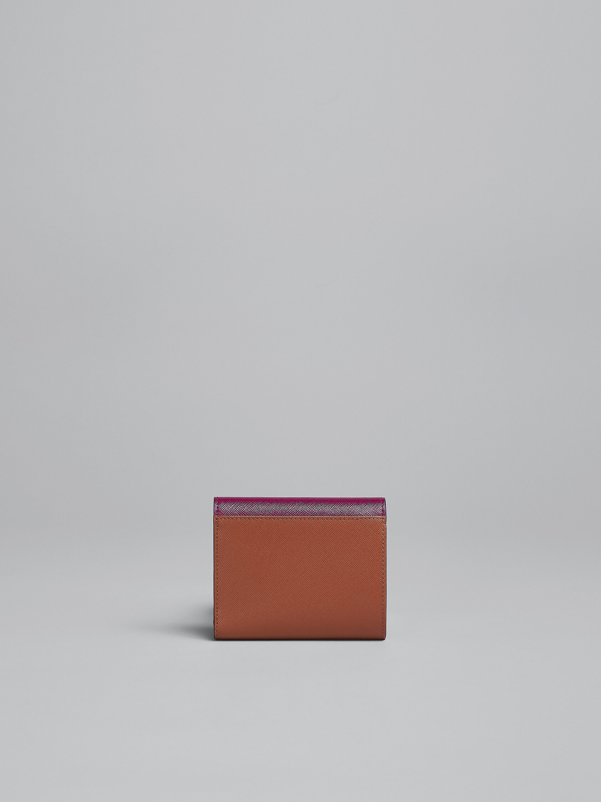 PURPLE GREY AND BROWN SAFFIANO TRI-FOLD WALLET - 3