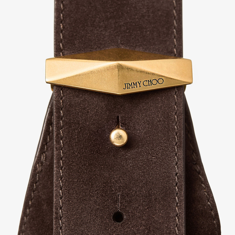 Diamond Hobo M Coffee Suede Shoulder Bag 4