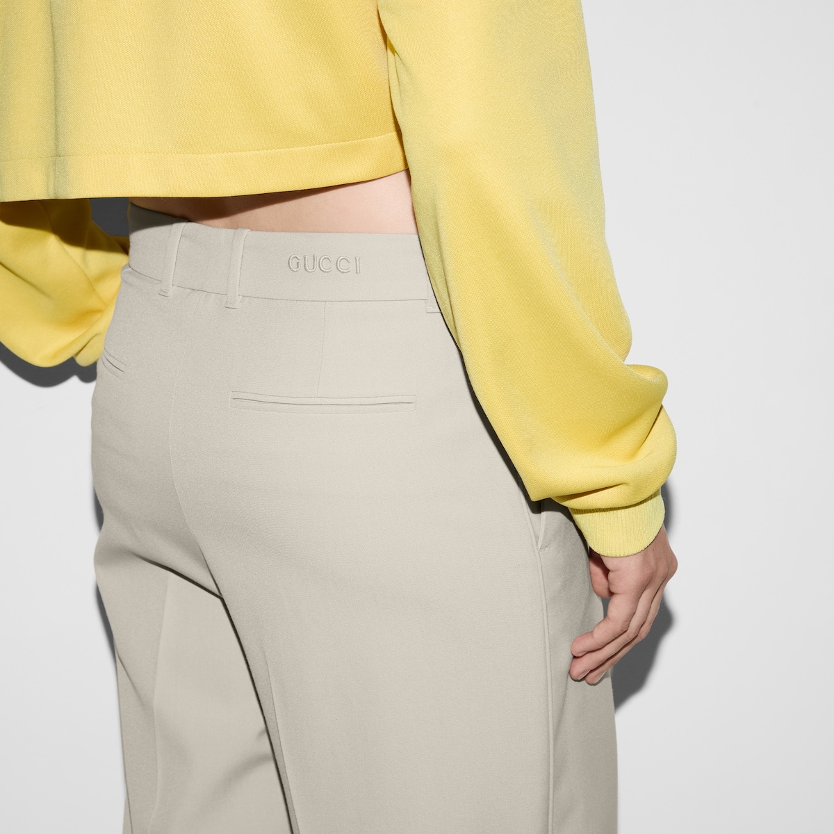 Embossed canvas wool pants - 5