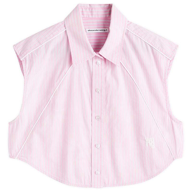 Alexander Wang Cropped Sleeveless Button-Up Shirt in Cotton outlook