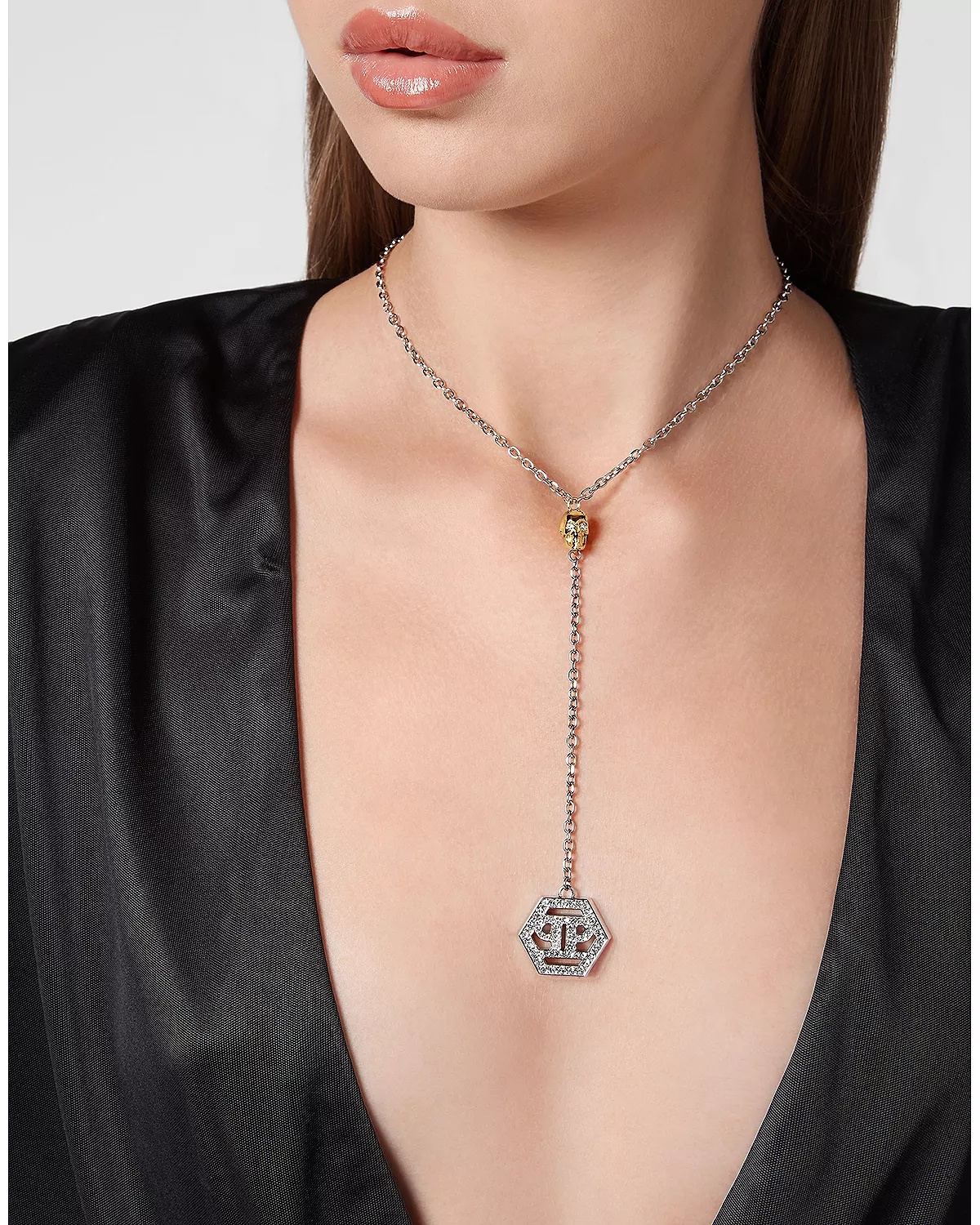 Hexagon Stainless Steel Drop Necklace, 20" - 2