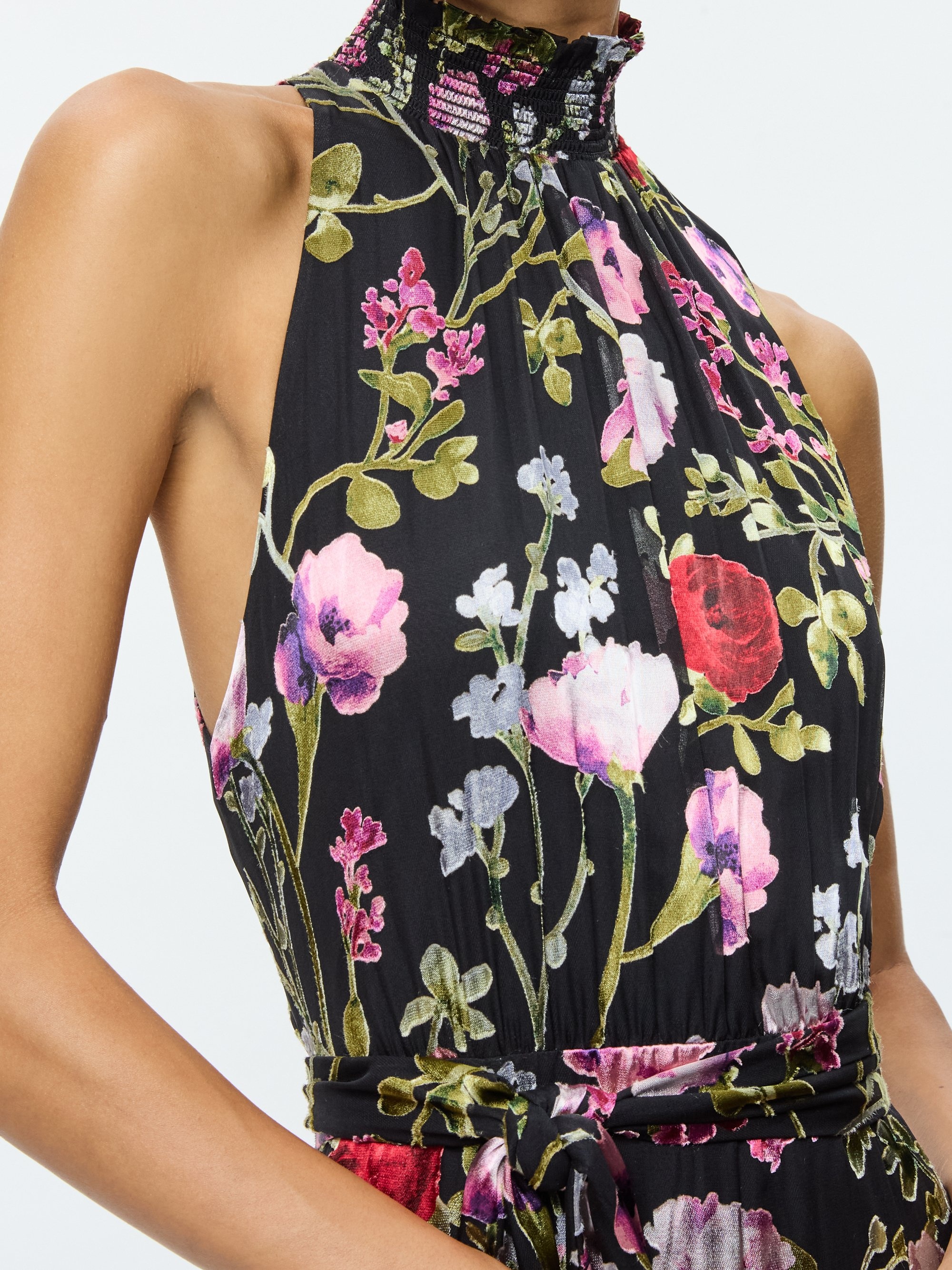 DITA SMOCKED NECK GODET BURNOUT MAXI DRESS - 3