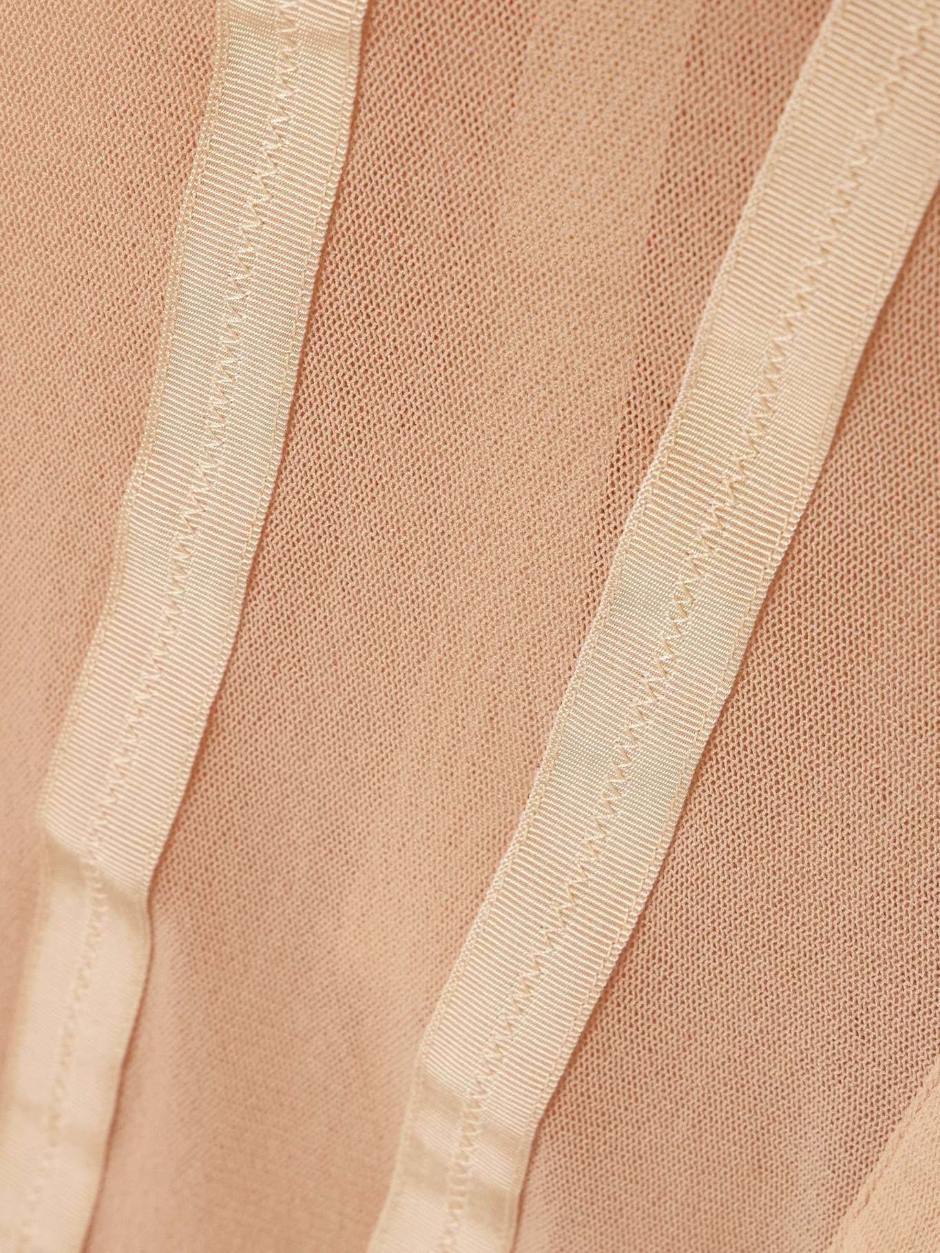 Grosgrain and feather-trimmed tulle midi shirt dress Pink - 4