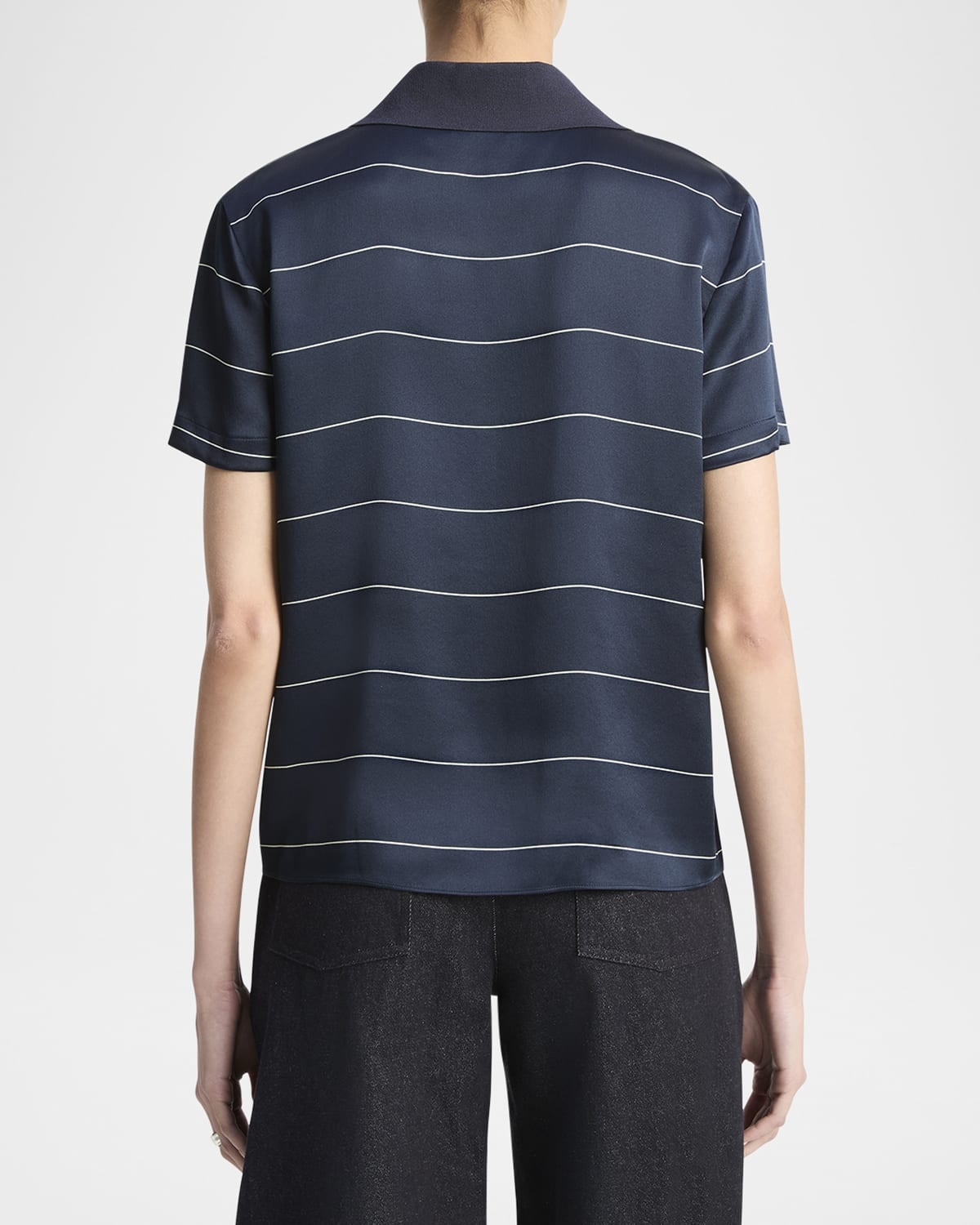 Stripe Knit Collar Polo Shirt - 2