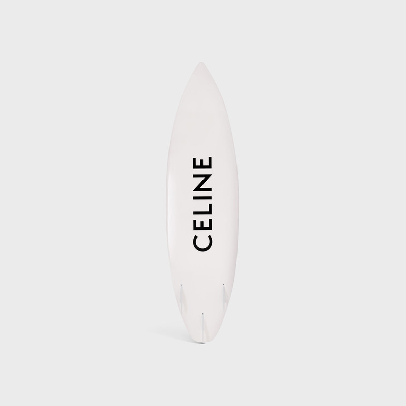 WHITE SHORTBOARD WITH CELINE BLACK LOGO IN RESIN AND FIBERGLASS 3