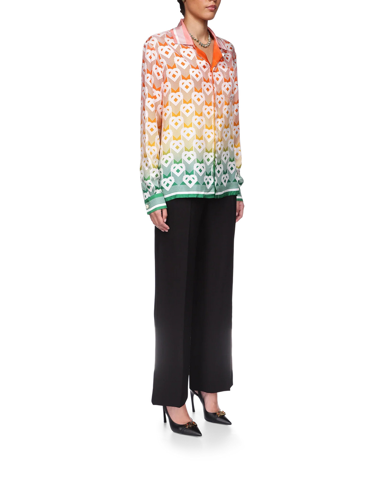 Gradient Heart Monogram Silk Shirt | Casablanca Paris - 5