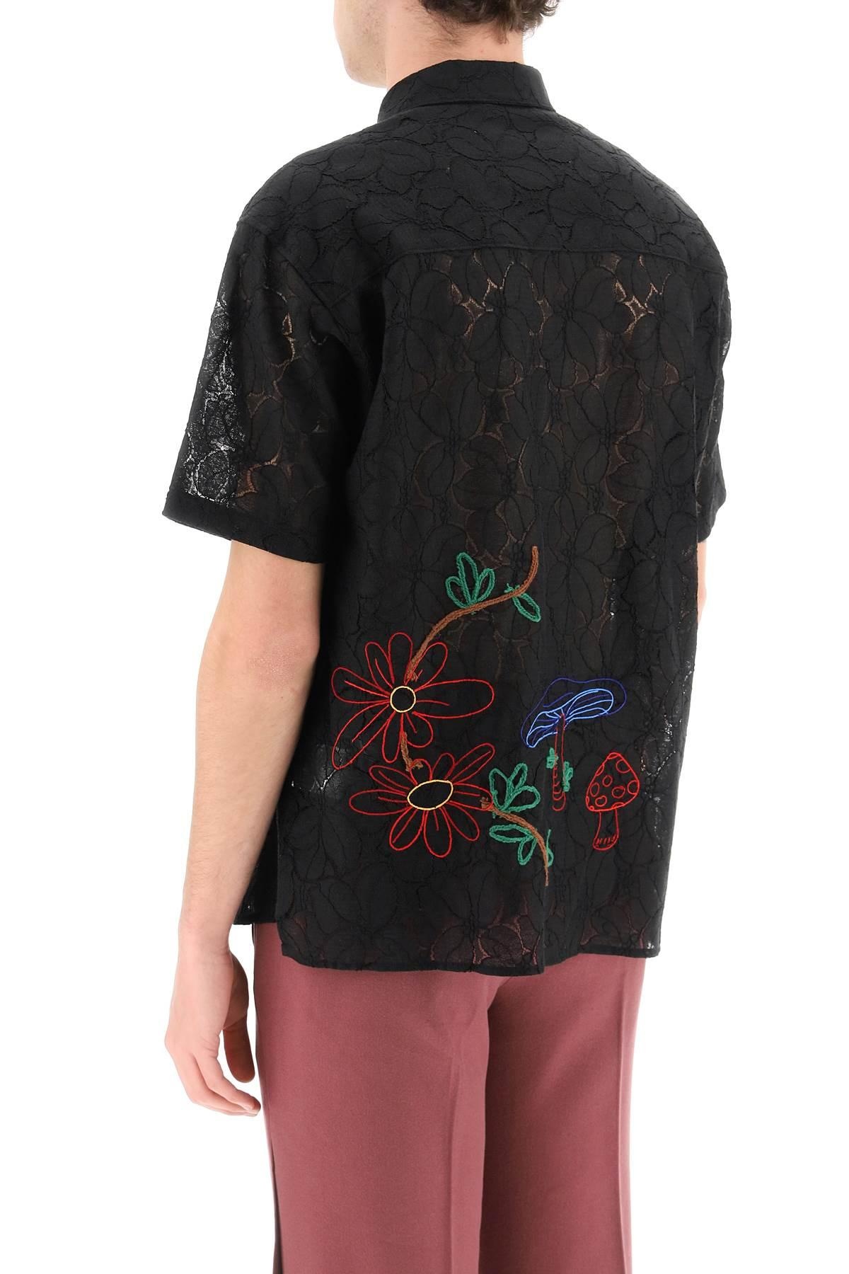 LACE SHIRT FEATURING EMBROIDERED FLOWERS AND MUSHROOMS - 4