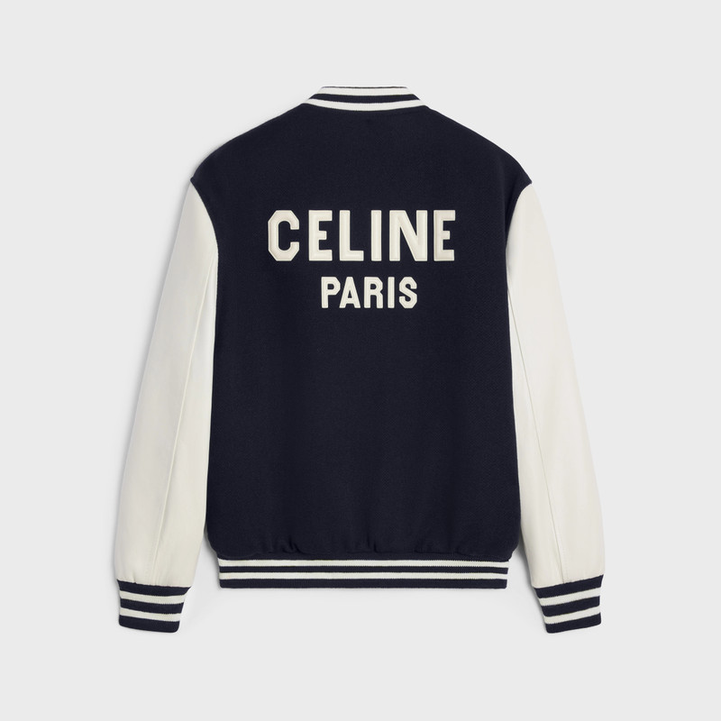 CELINE teddy varsity jacket in textured wool outlook