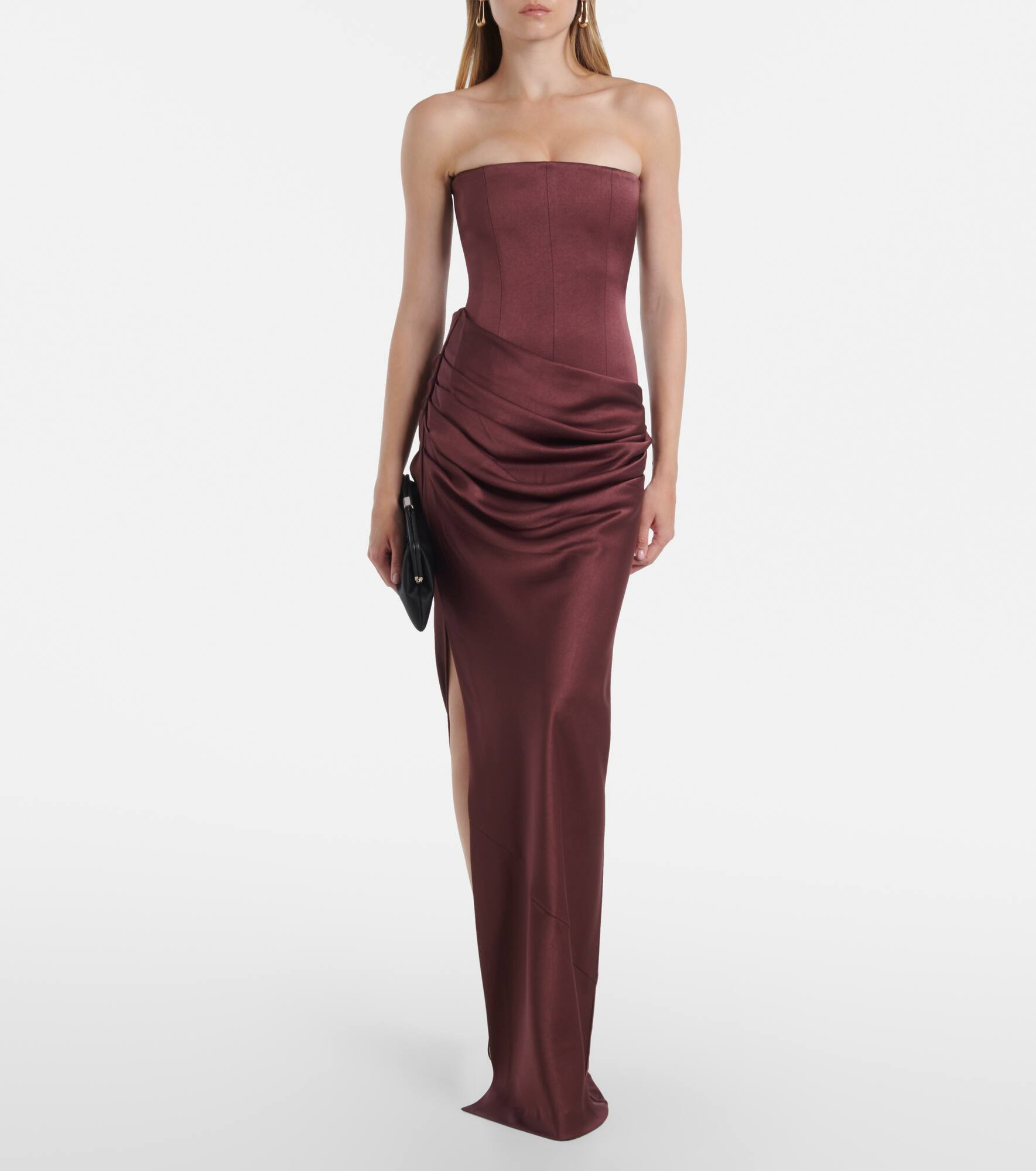 Draped crêpe satin corset gown - 2