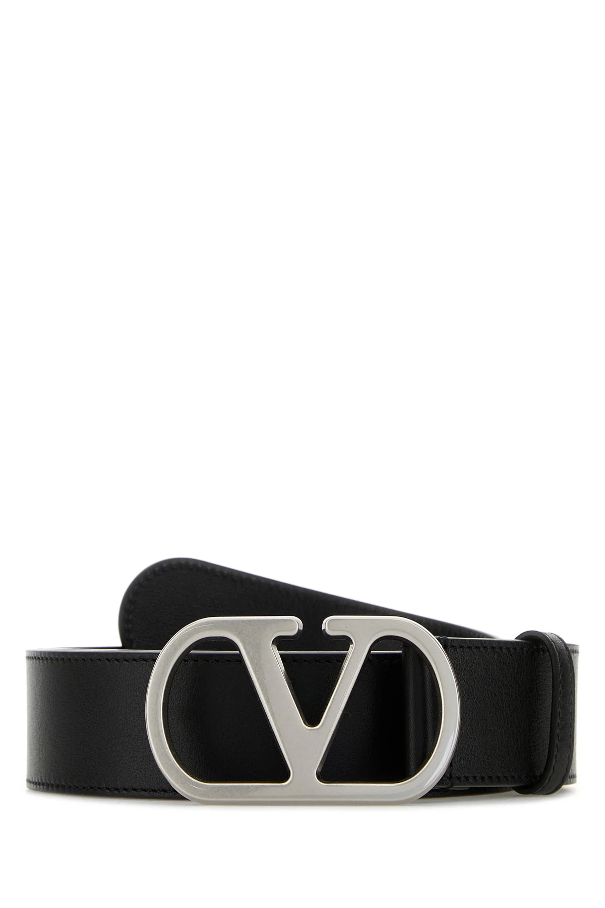 Black leather VLogo belt - 1