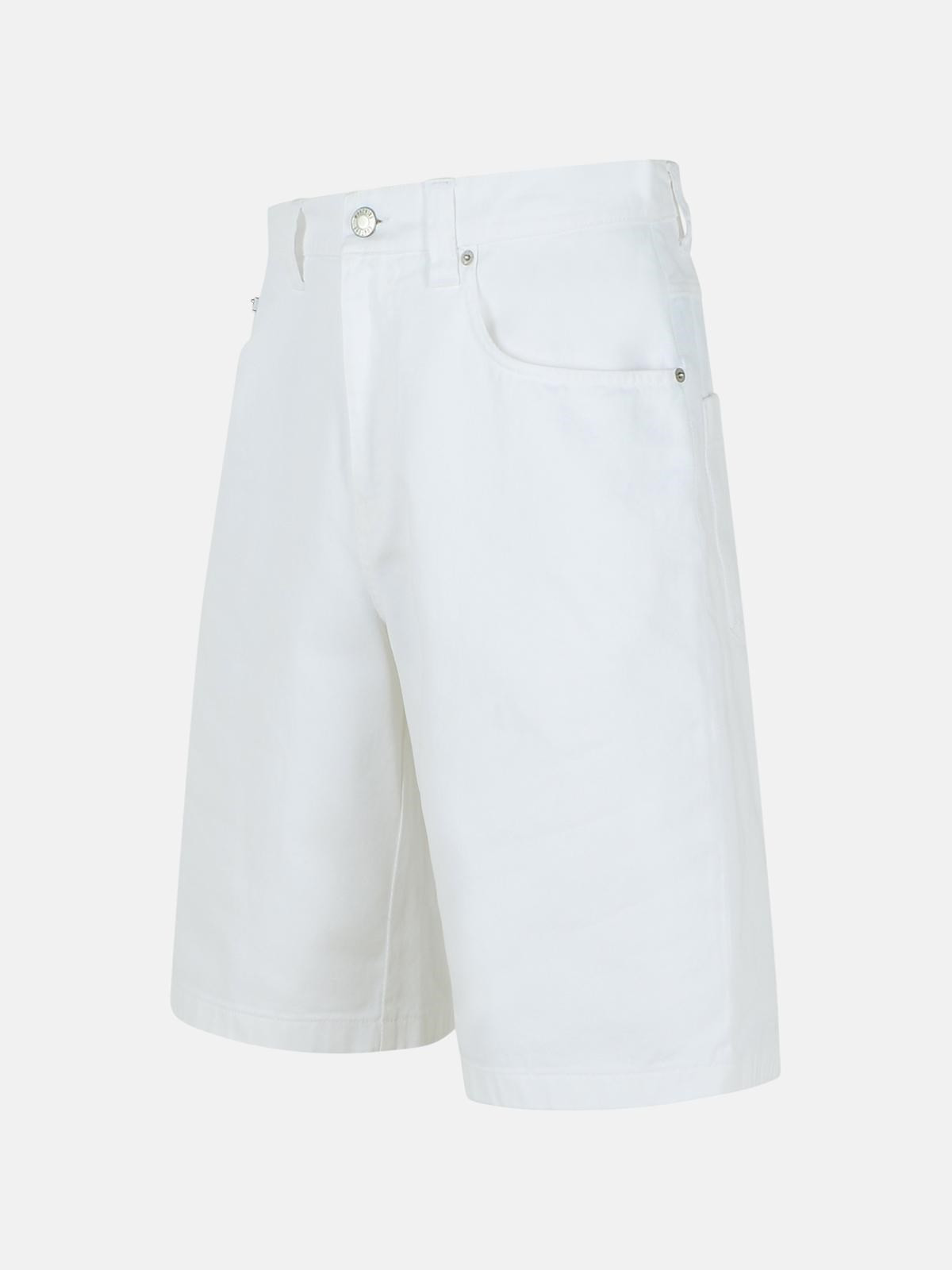 WHITE COTTON BERMUDA SHORTS - 2
