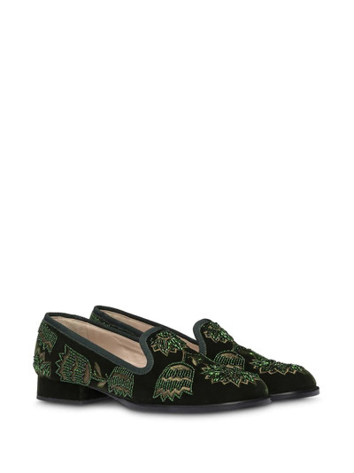 Miu Miu velvet beaded square-toe slippers outlook